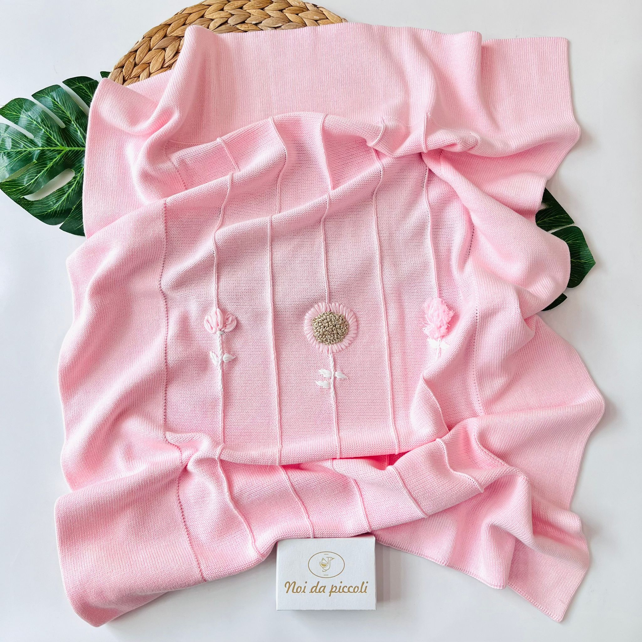 COPERTINA FIORI 100% FILO DI COTONE ROSA - Noi da piccoli