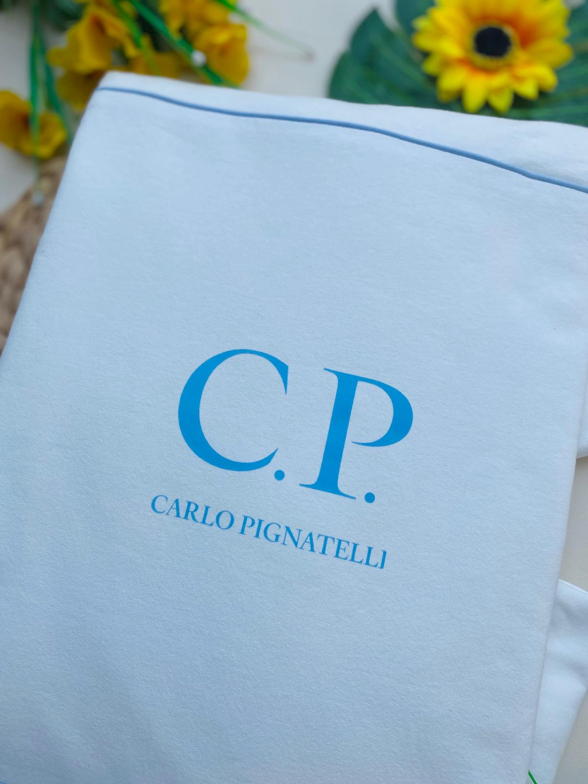 COPERTINA IN CALDO COTONE BIANCO E CIELO - Noi da piccoli