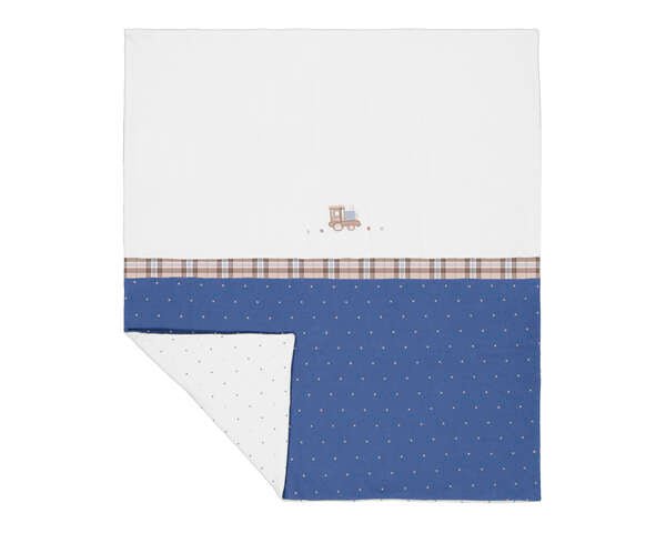 COPERTINA IN CINIGLIA A QUADRATINI BIANCO BLU - Noi da piccoli