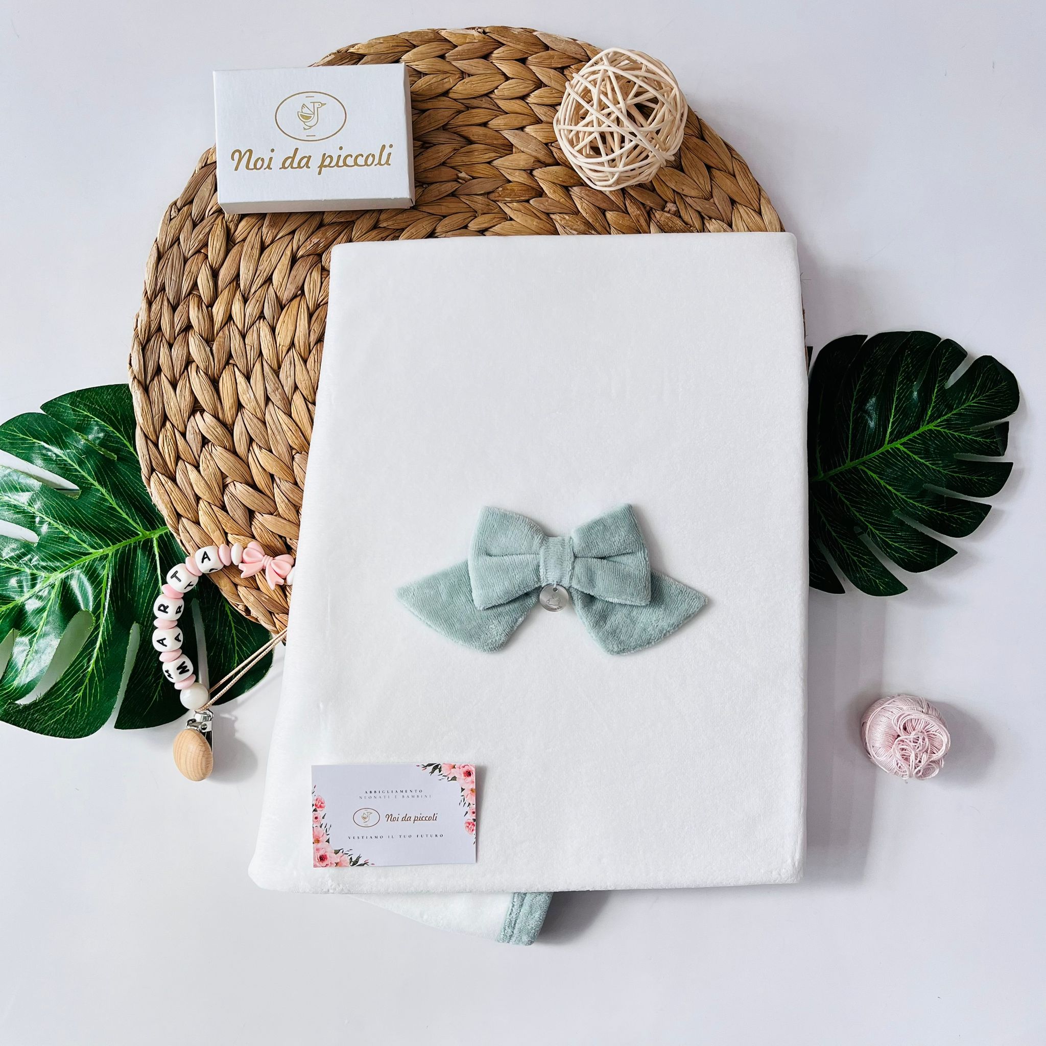 COPERTINA IN CINIGLIA CON FIOCCO PANNA VERDE - Noi da piccoli