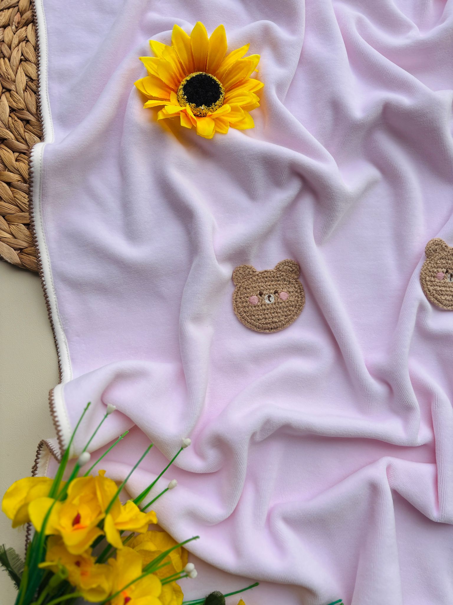 COPERTINA IN CINIGLIA CON ORSETTI ROSA - Noi da piccoli