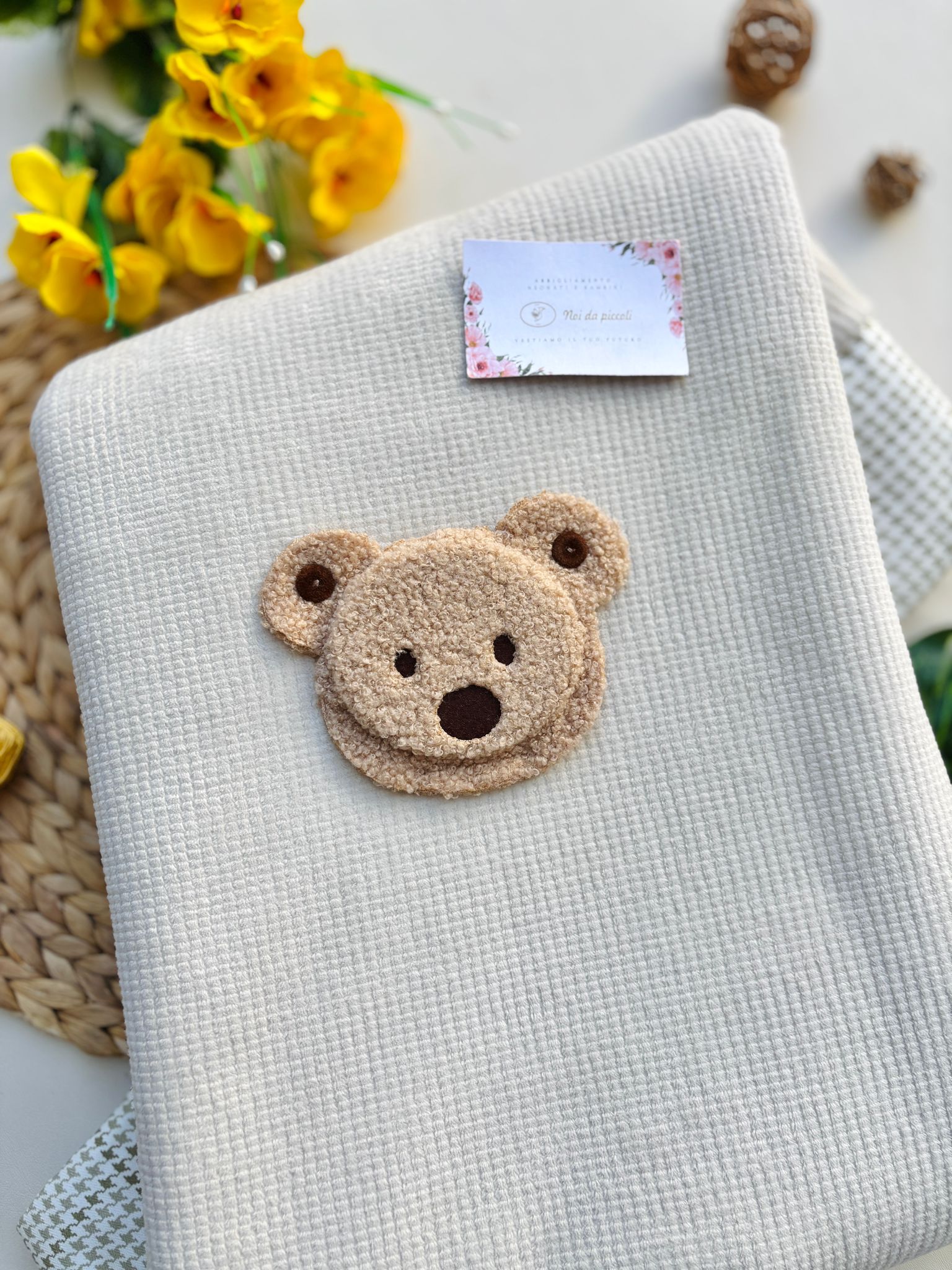 COPERTINA IN CINIGLIA CON ORSETTO BEIGE - Noi da piccoli