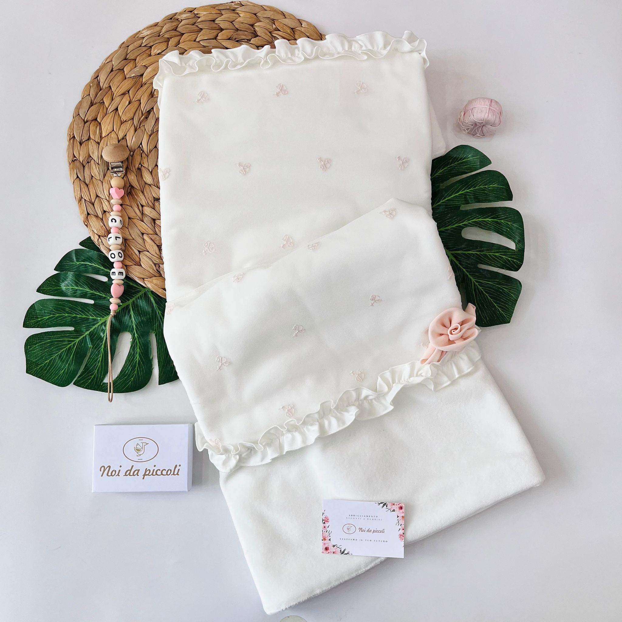 COPERTINA IN CINIGLIA PANNA E ROSA - Noi da piccoli