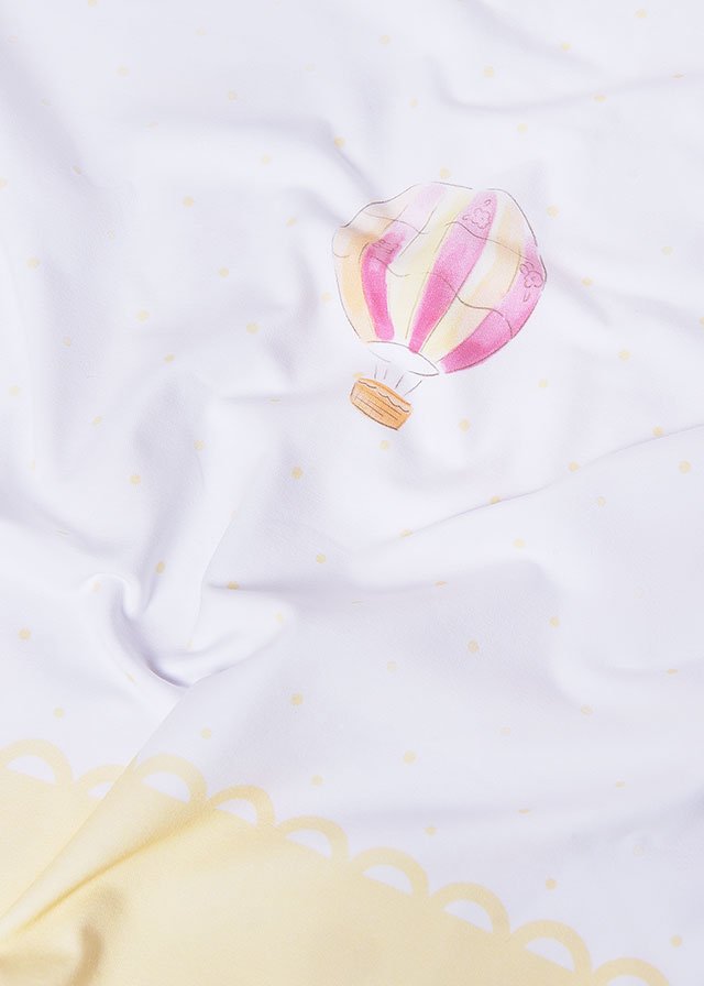 COPERTINA IN COTONE MONGOLFIERE BIANCO ROSA - Noi da piccoli