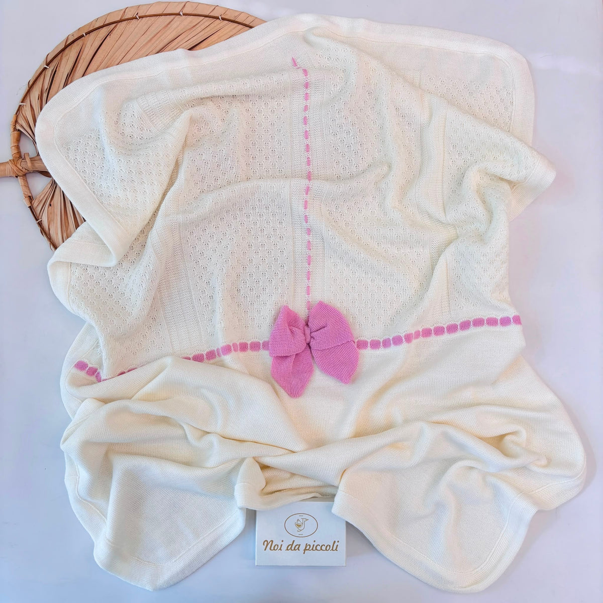 Copertina in Filato Caldo Panna Rosa Bebe' Margo' - Noi da piccoli