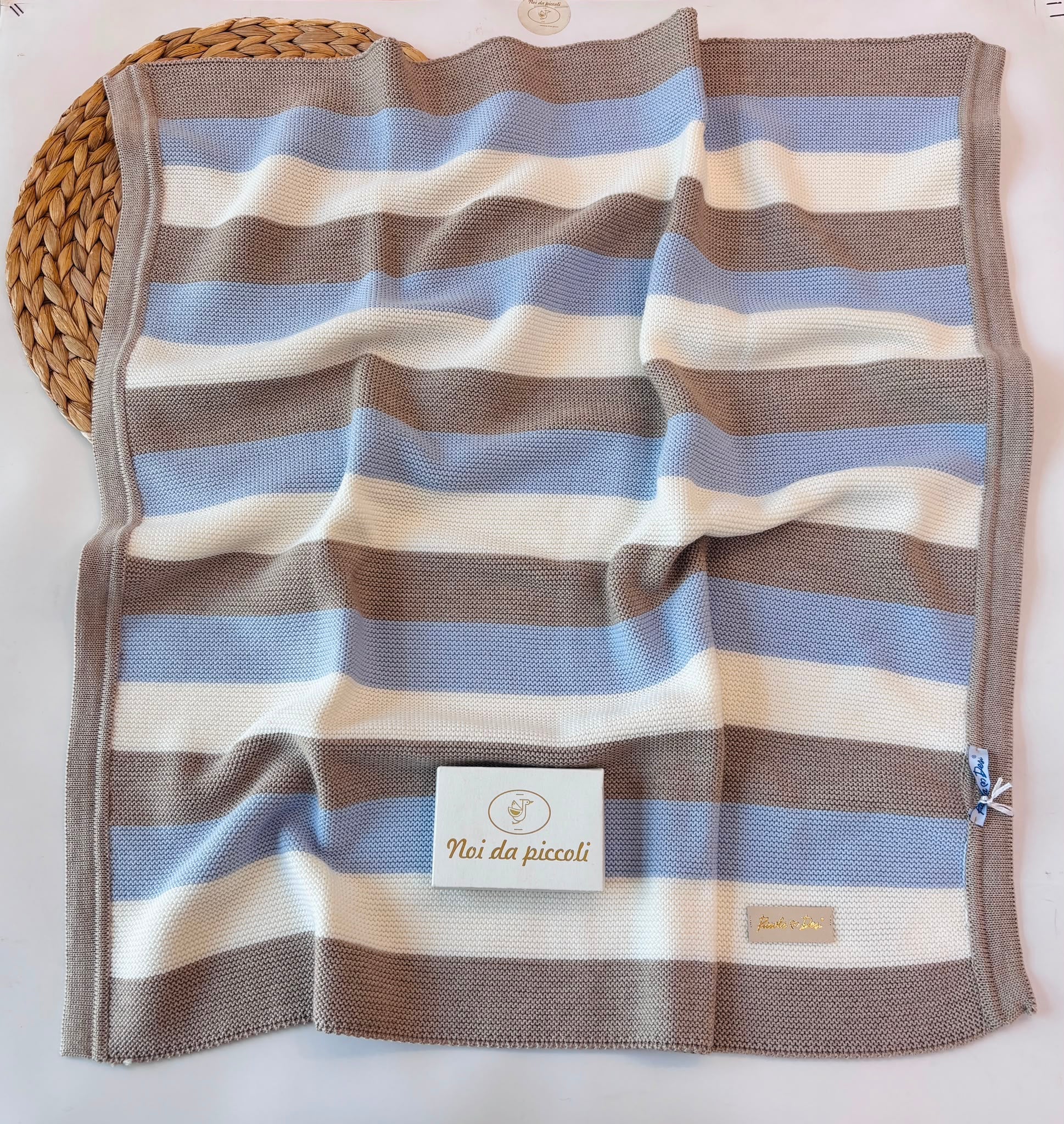 COPERTINA IN LANA MERINO EXTRAFINE BEIGE - Noi da piccoli