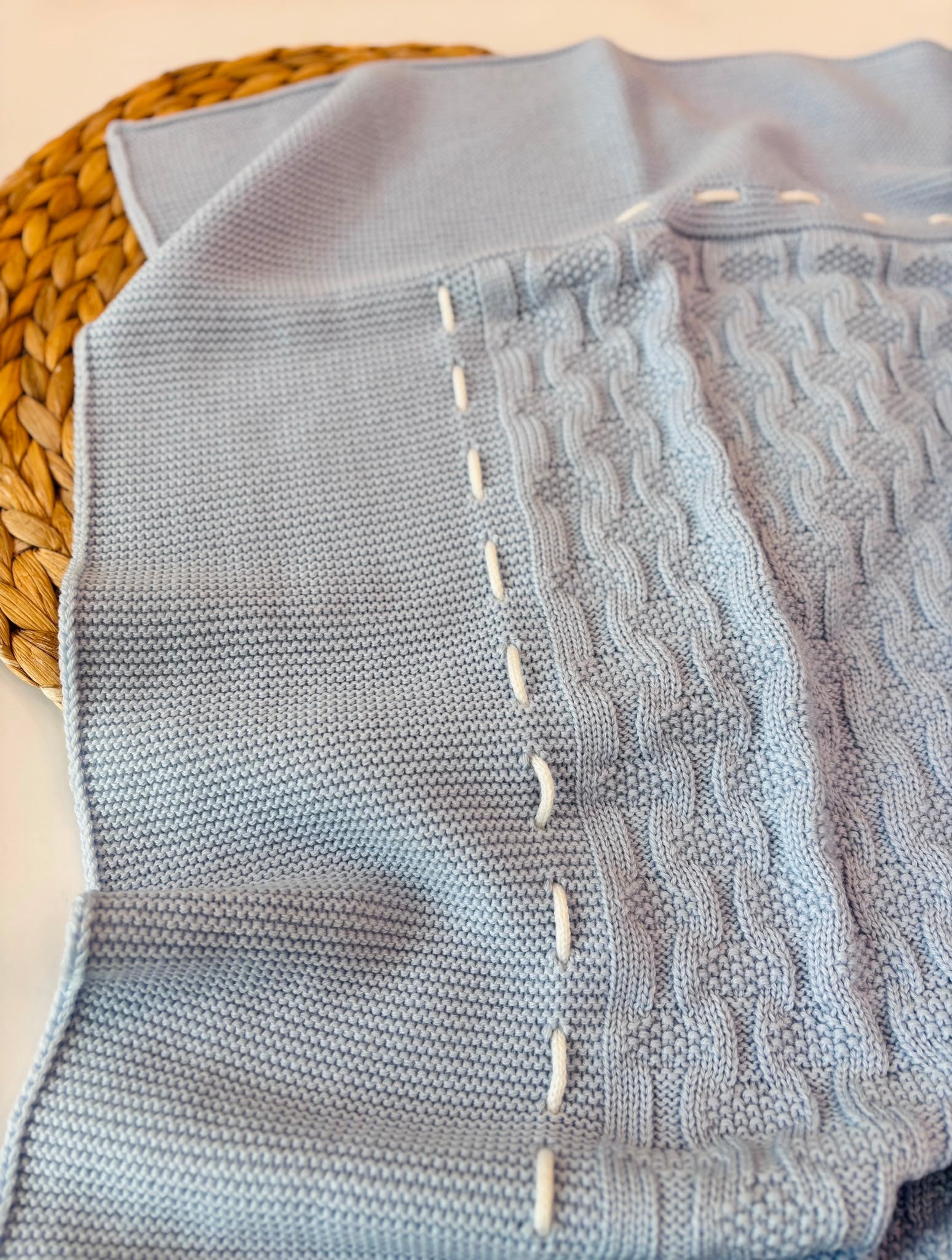 COPERTINA IN LANA MERINO EXTRAFINE CIELO - Noi da piccoli