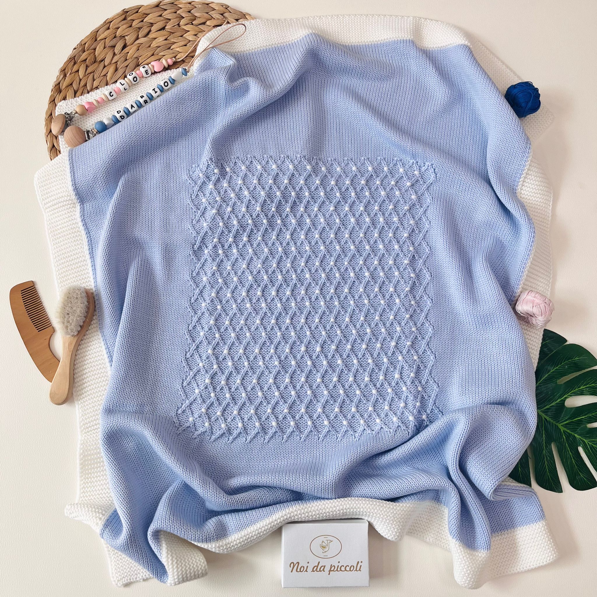 COPERTINA INTRECCIO 100% lana merino extrafine SUGAR - Noi da piccoli