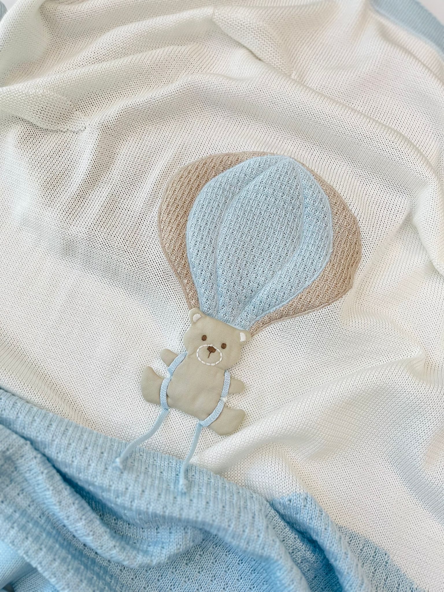 COPERTINA MONGOLFIERA 100% FILO DI COTONE CIELO VANIGLIA - Noi da piccoli