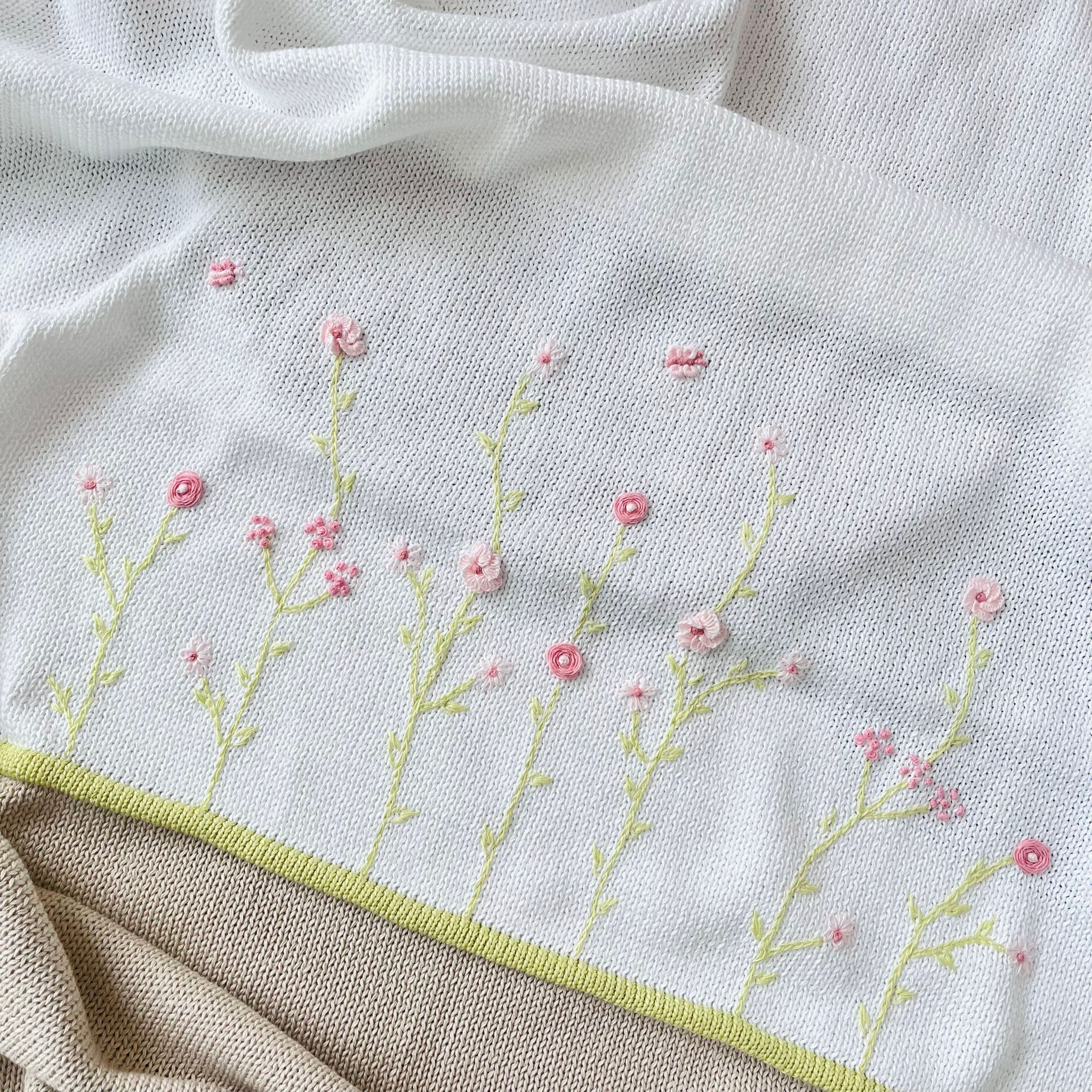 COPERTINA MORGANA 100% FILO DI COTONE PANNA TORTORA - Noi da piccoli