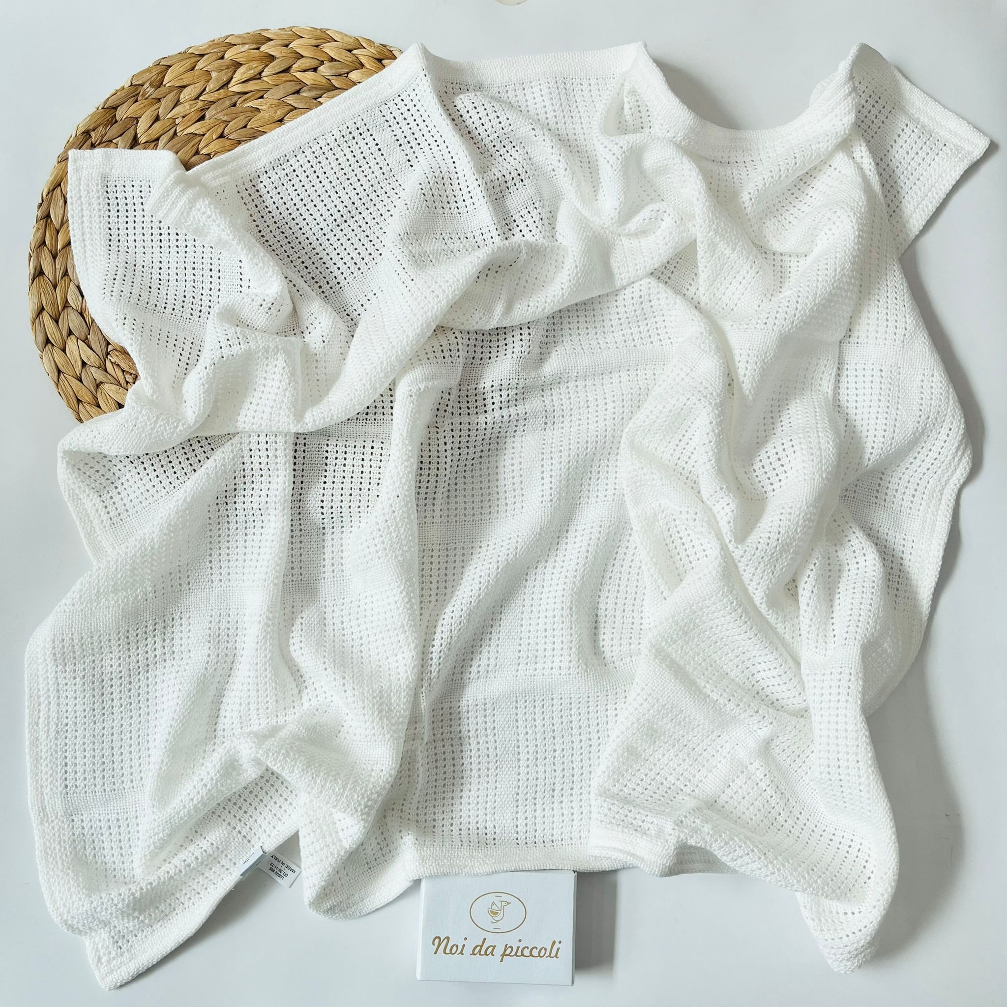 COPERTINA NIDO D'APE 100 % COTONE BIANCO - Noi da piccoli