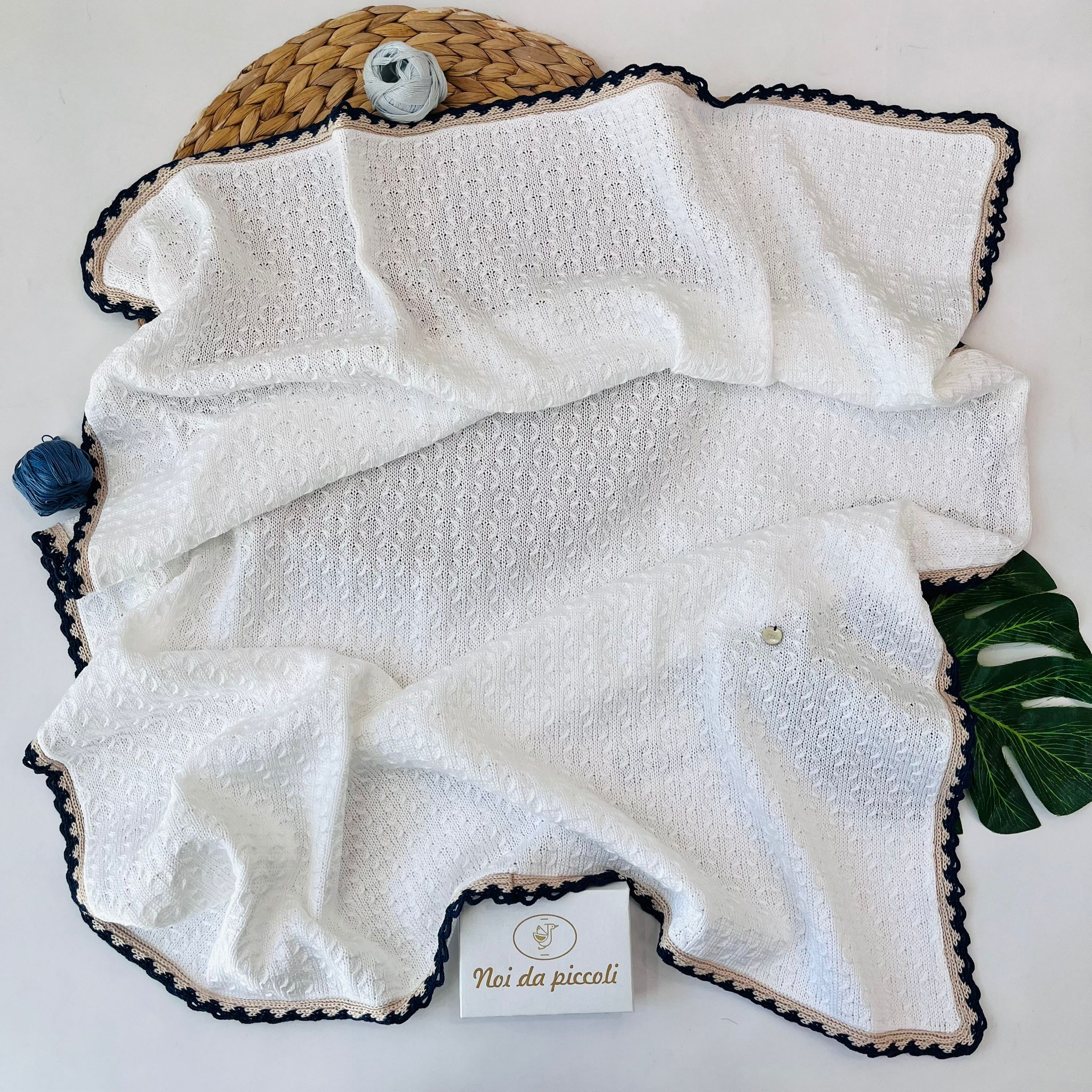 COPERTINA NODINI 100% FILO DI COTONE BLU SABBIA - Noi da piccoli