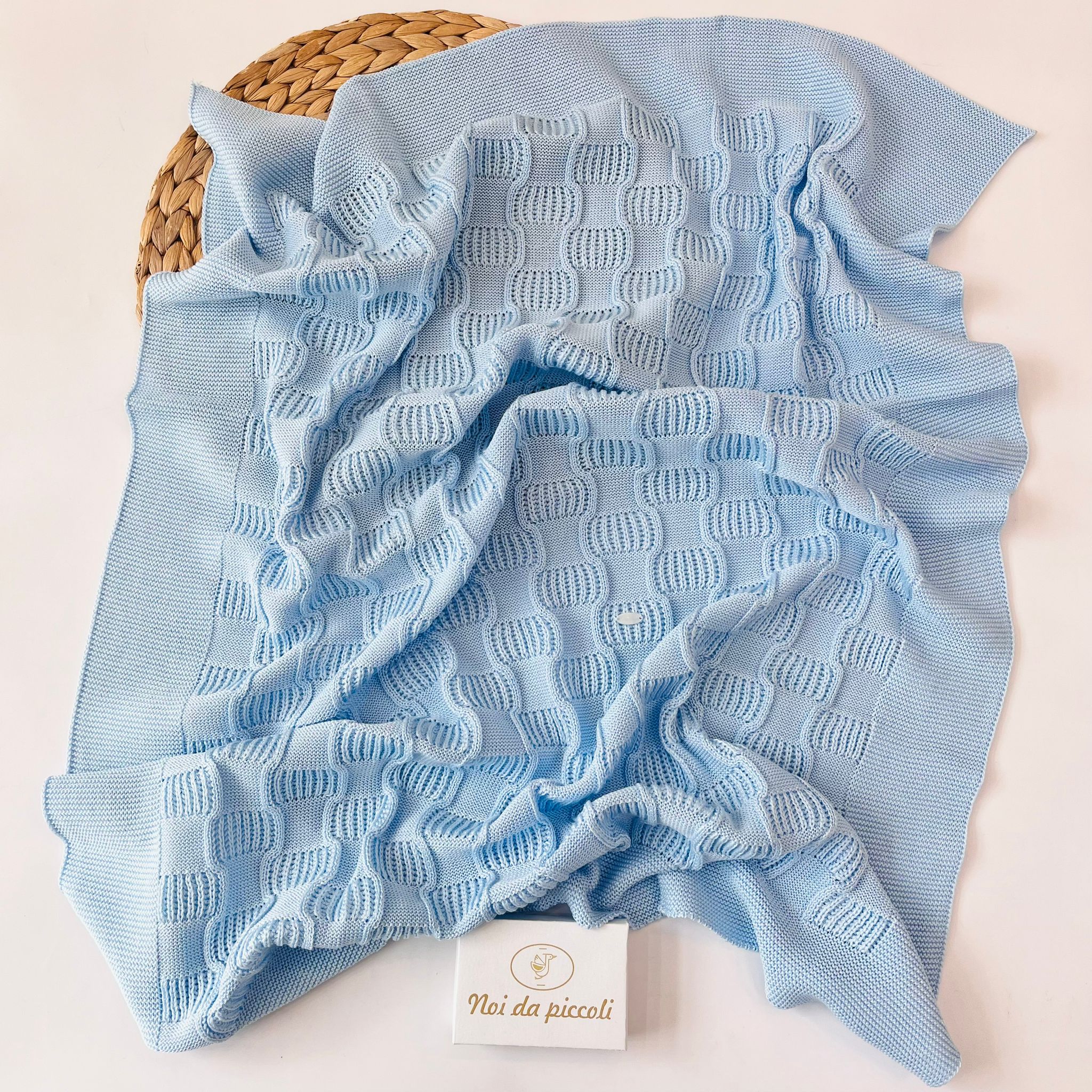 COPERTINA ONDE FILO DI COTONE AZZURRO - Noi da piccoli