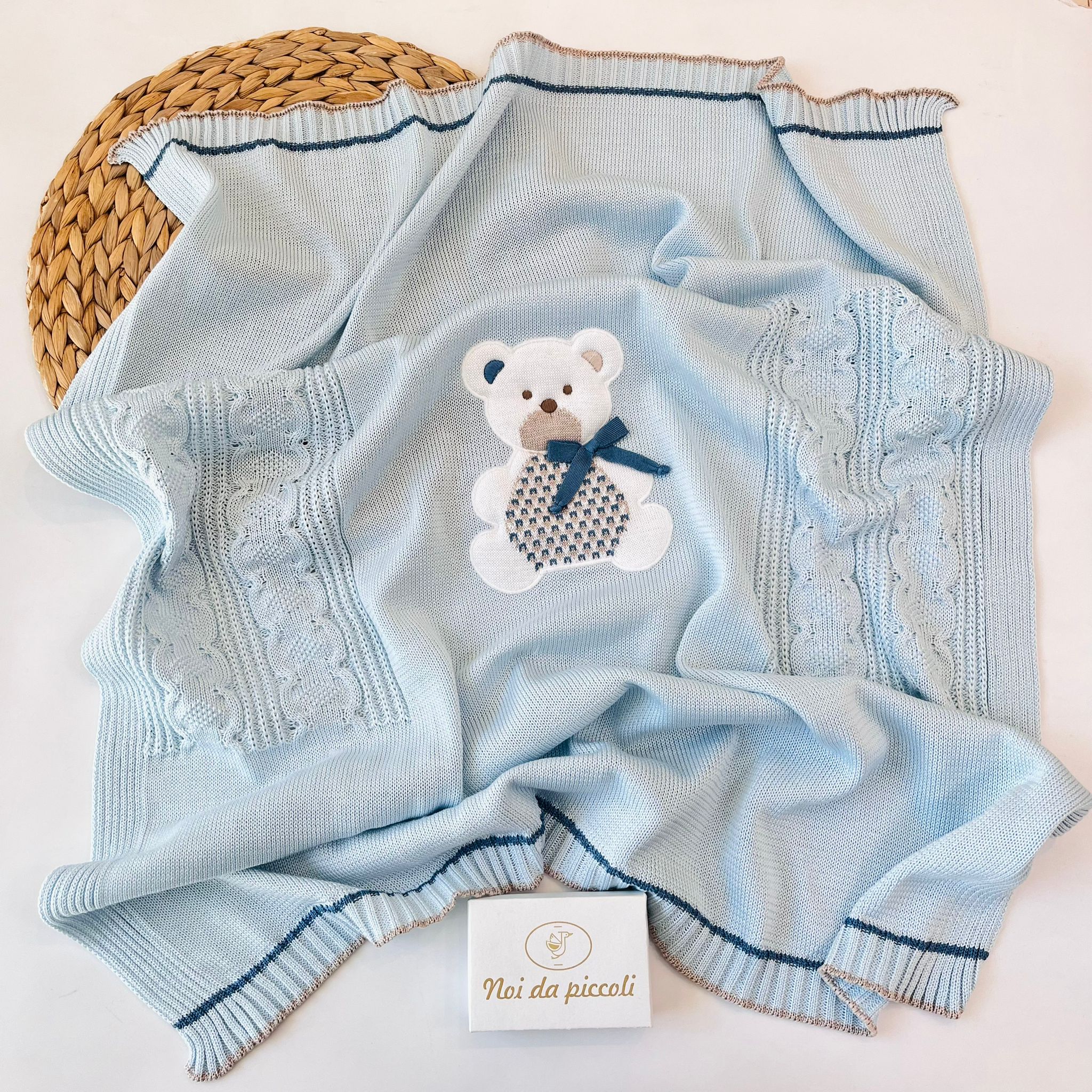 COPERTINA ORSETTO 100% FILO DI COTONE CIELO NOCE - Noi da piccoli