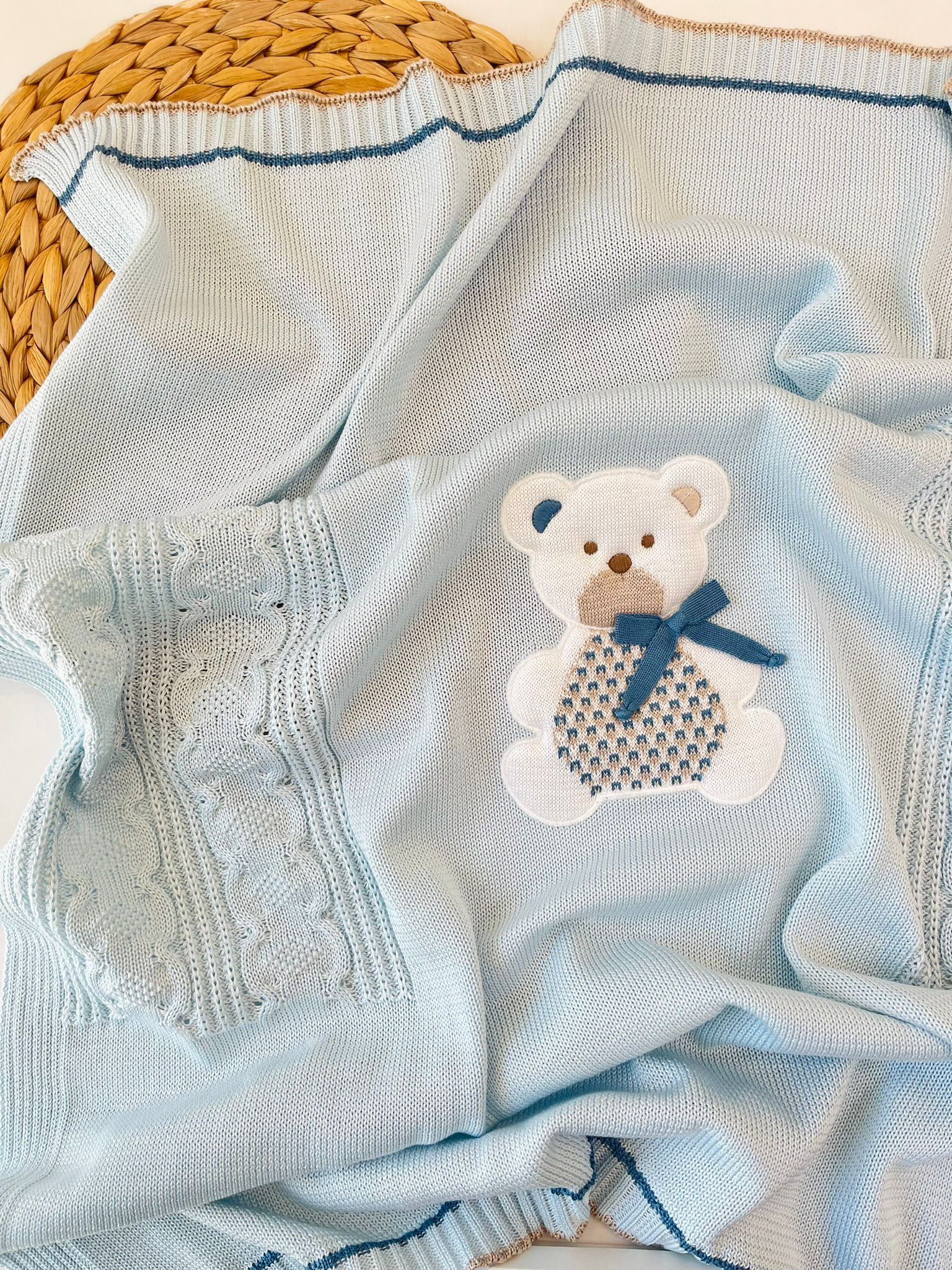 COPERTINA ORSETTO 100% FILO DI COTONE CIELO NOCE - Noi da piccoli