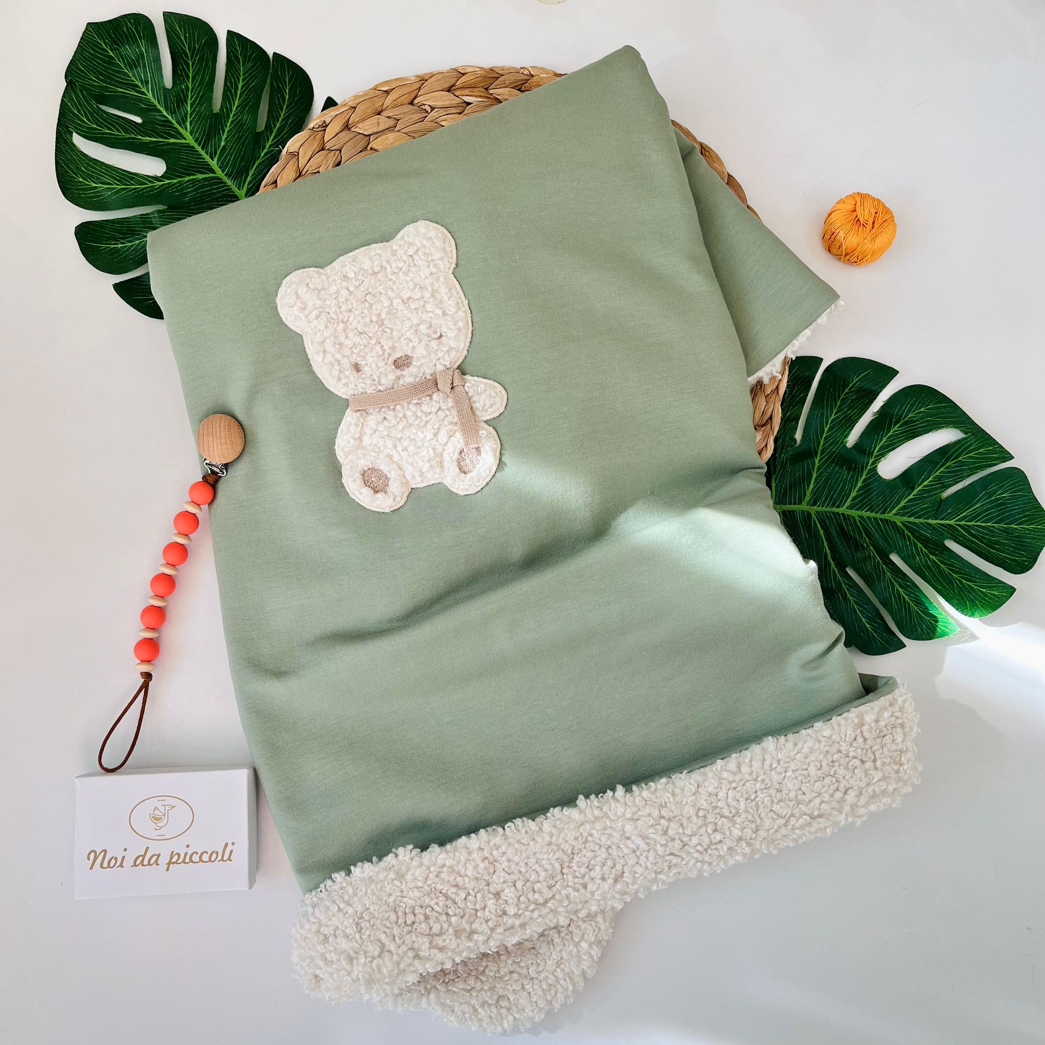COPERTINA ORSETTO SHERPA COTONE CALDO VERDE - Noi da piccoli