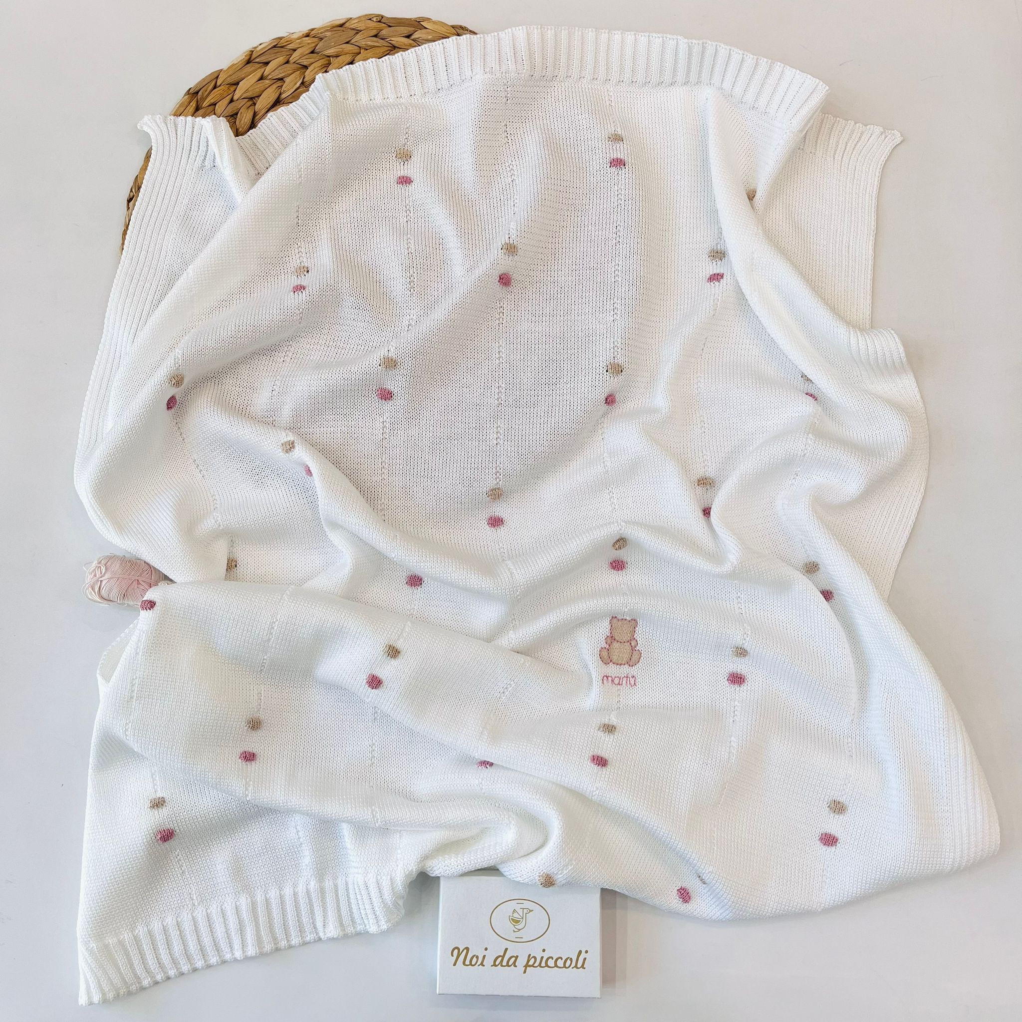 COPERTINA POIS 100% FILO DI COTONE MELOGRANO SABBIA - Noi da piccoli