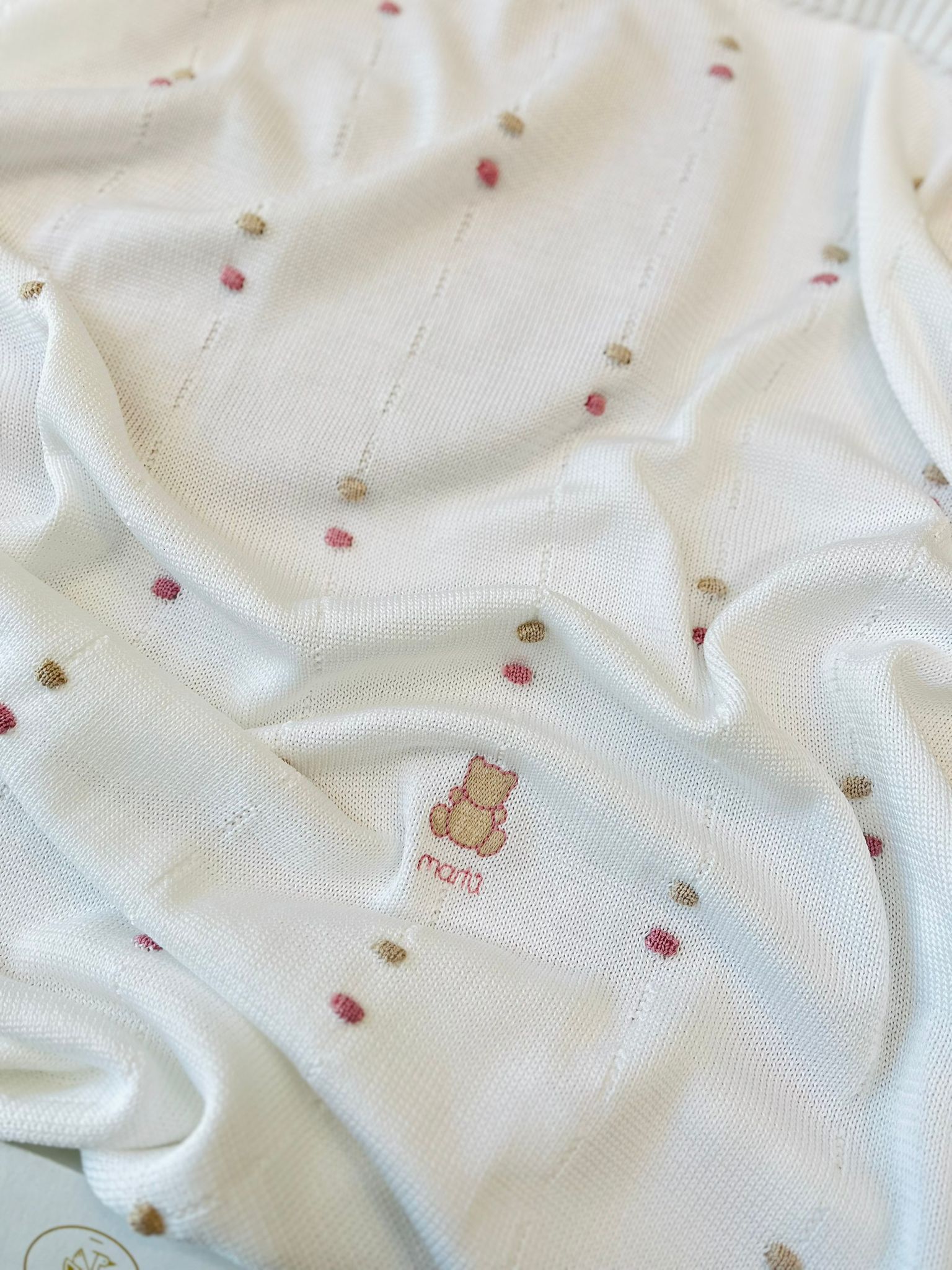 COPERTINA POIS 100% FILO DI COTONE MELOGRANO SABBIA - Noi da piccoli