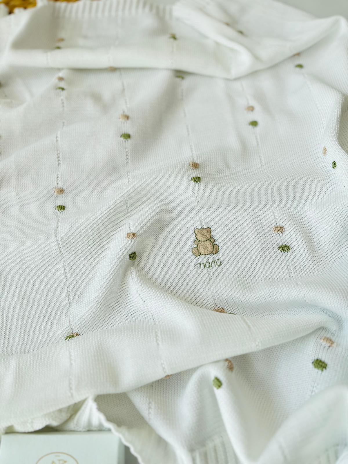 COPERTINA POIS 100% FILO DI COTONE OLIVA SABBIA - Noi da piccoli