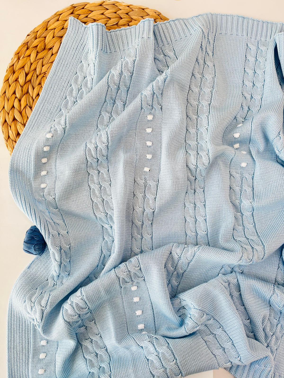 COPERTINA POIS E TRECCE 100% FILO DI COTONE POLVERE BIANCO - Noi da piccoli