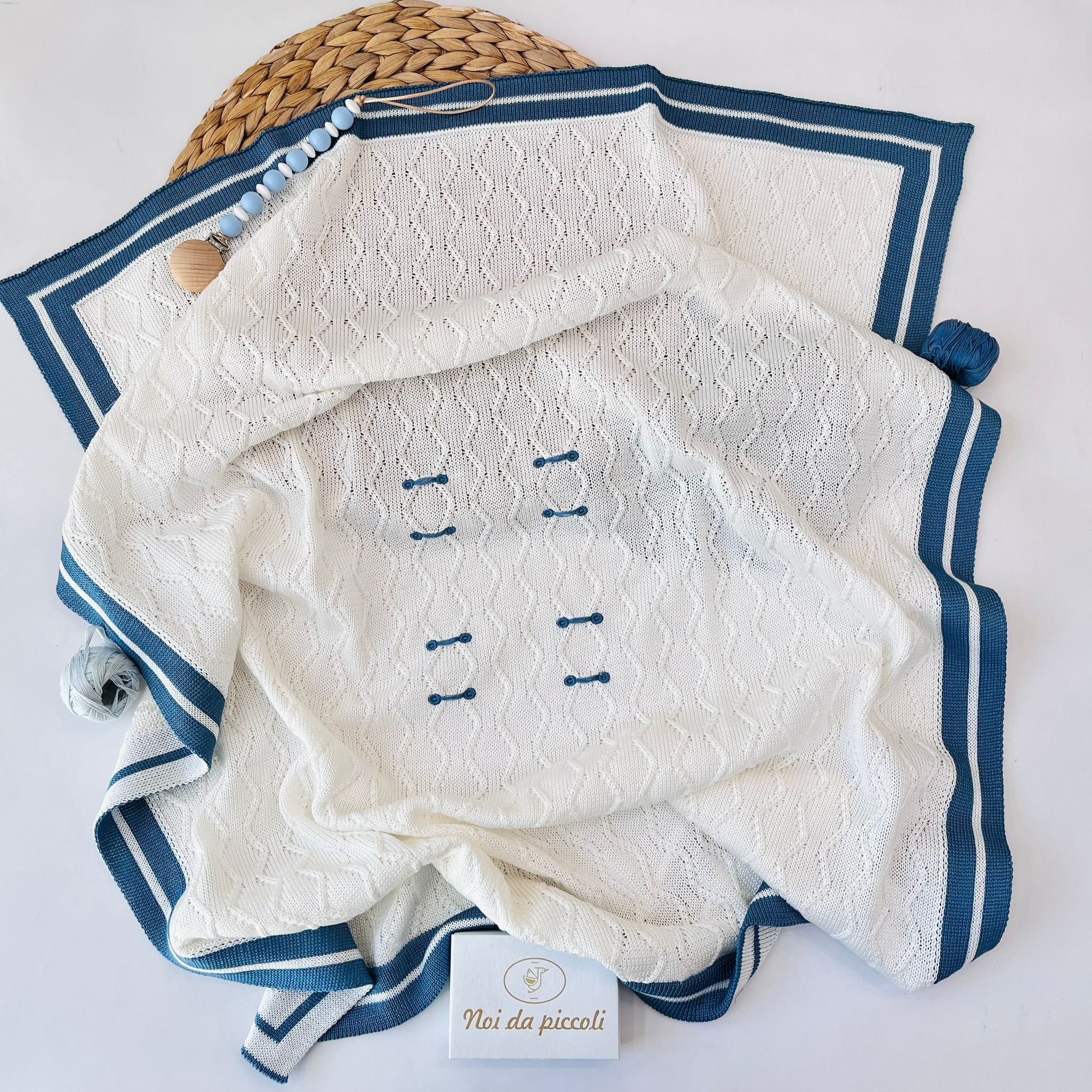 COPERTINA ROMBI 100% FILO DI COTONE VANIGLIA OCEANO - Noi da piccoli