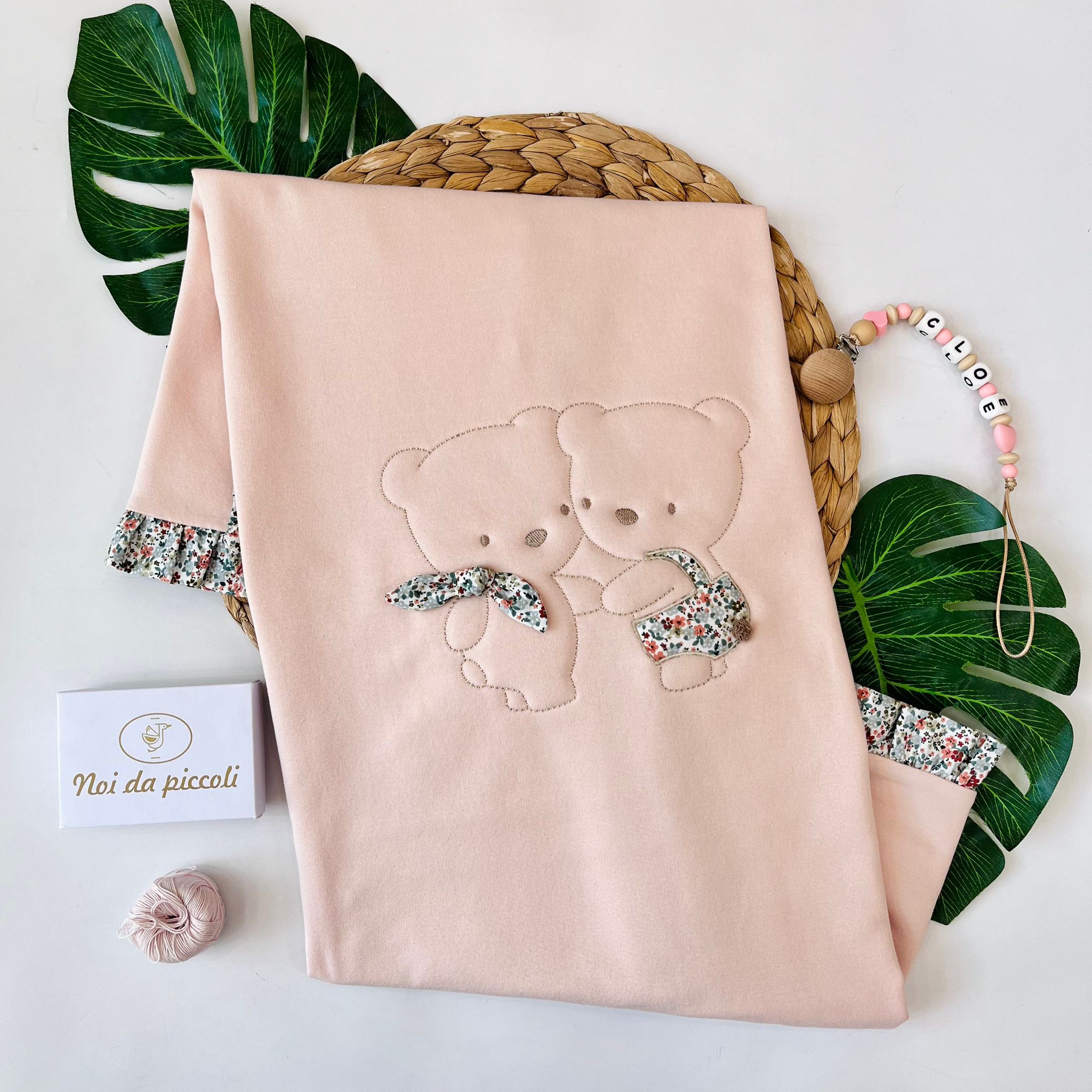 COPERTINA SFODERABILE CON ORSETTI COTONE CALDO ROSA - Noi da piccoli