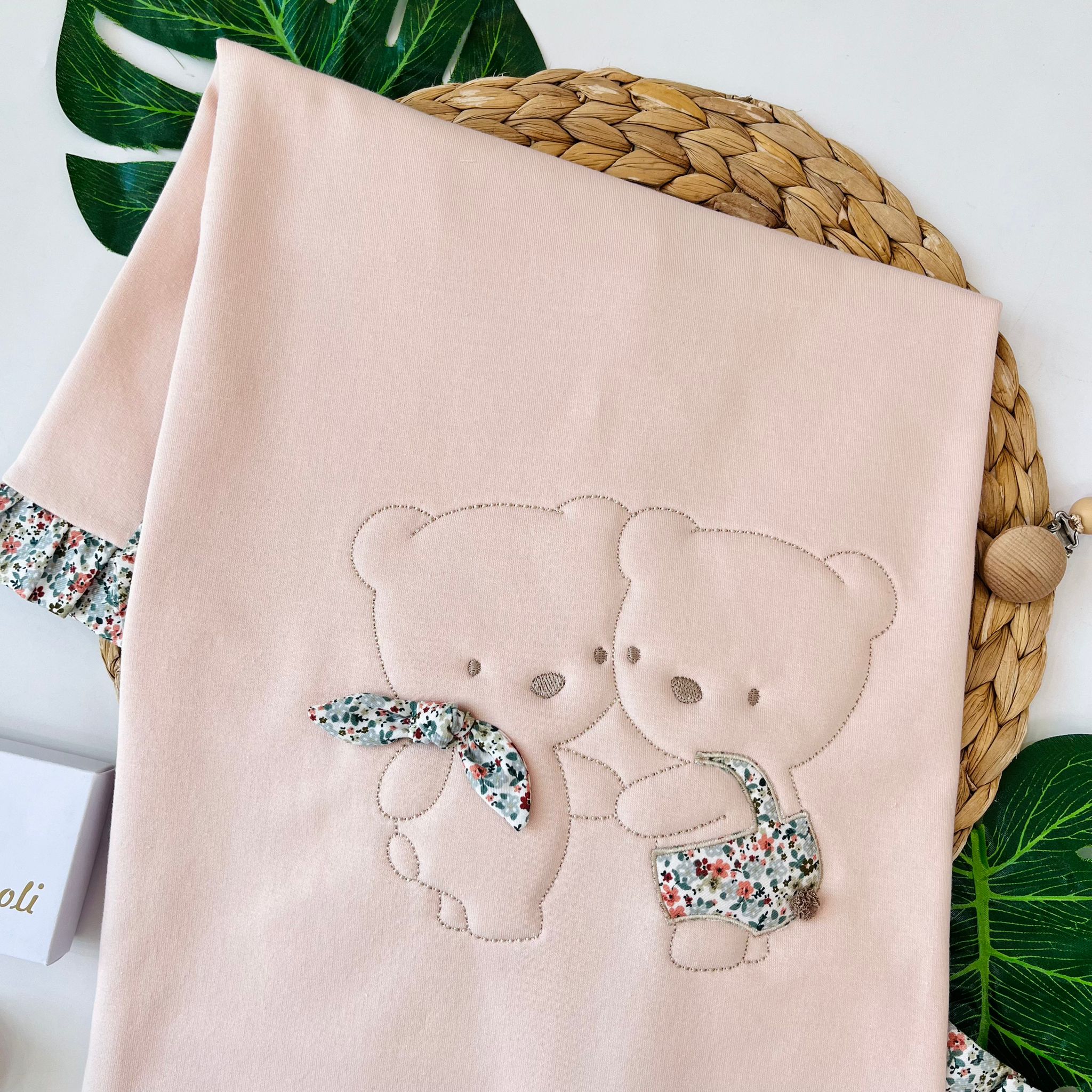 COPERTINA SFODERABILE CON ORSETTI COTONE CALDO ROSA - Noi da piccoli