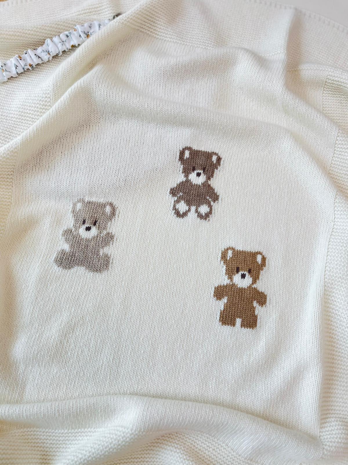 COPERTINA TANTI ORSETTI LANA MERINO PANNA - Noi da piccoli