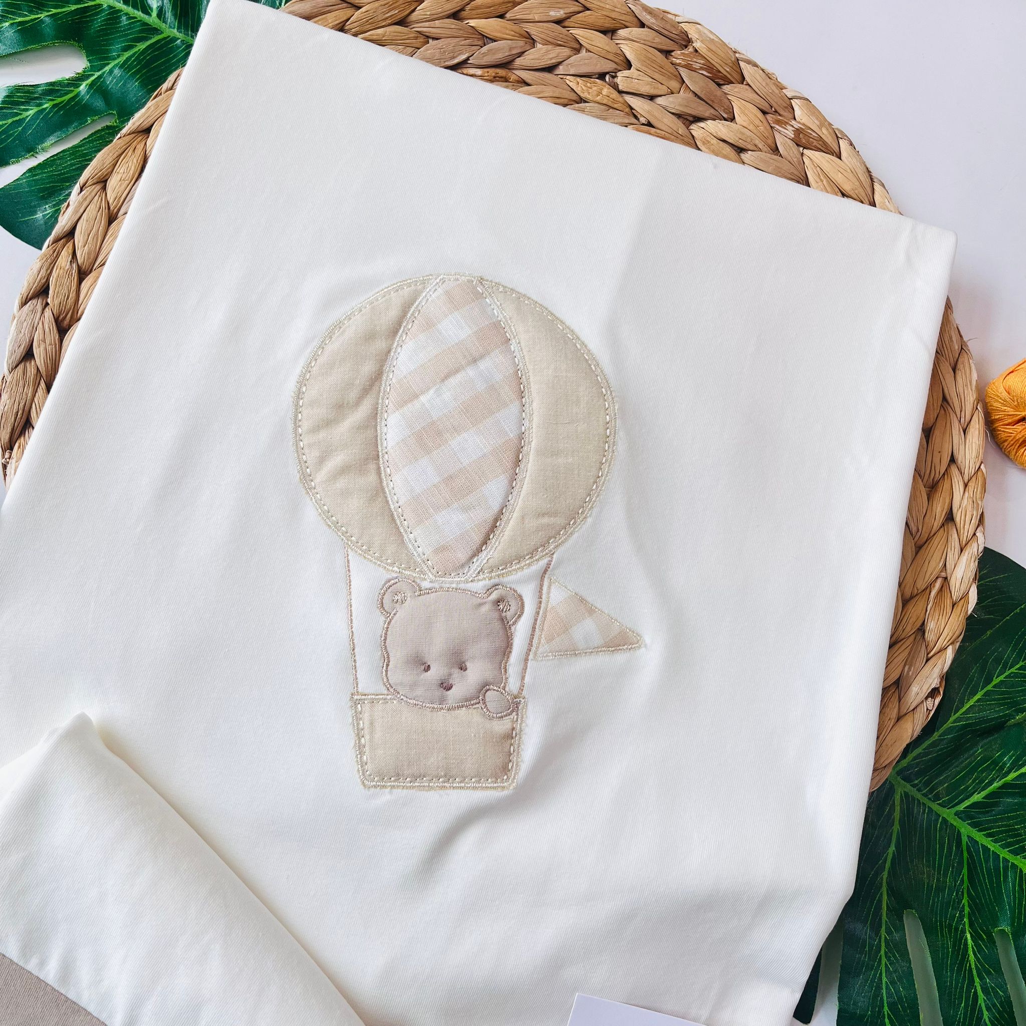 COPERTINA TEDDY IN MONGOLFIERA 100 % COTONE BEIGE - Noi da piccoli