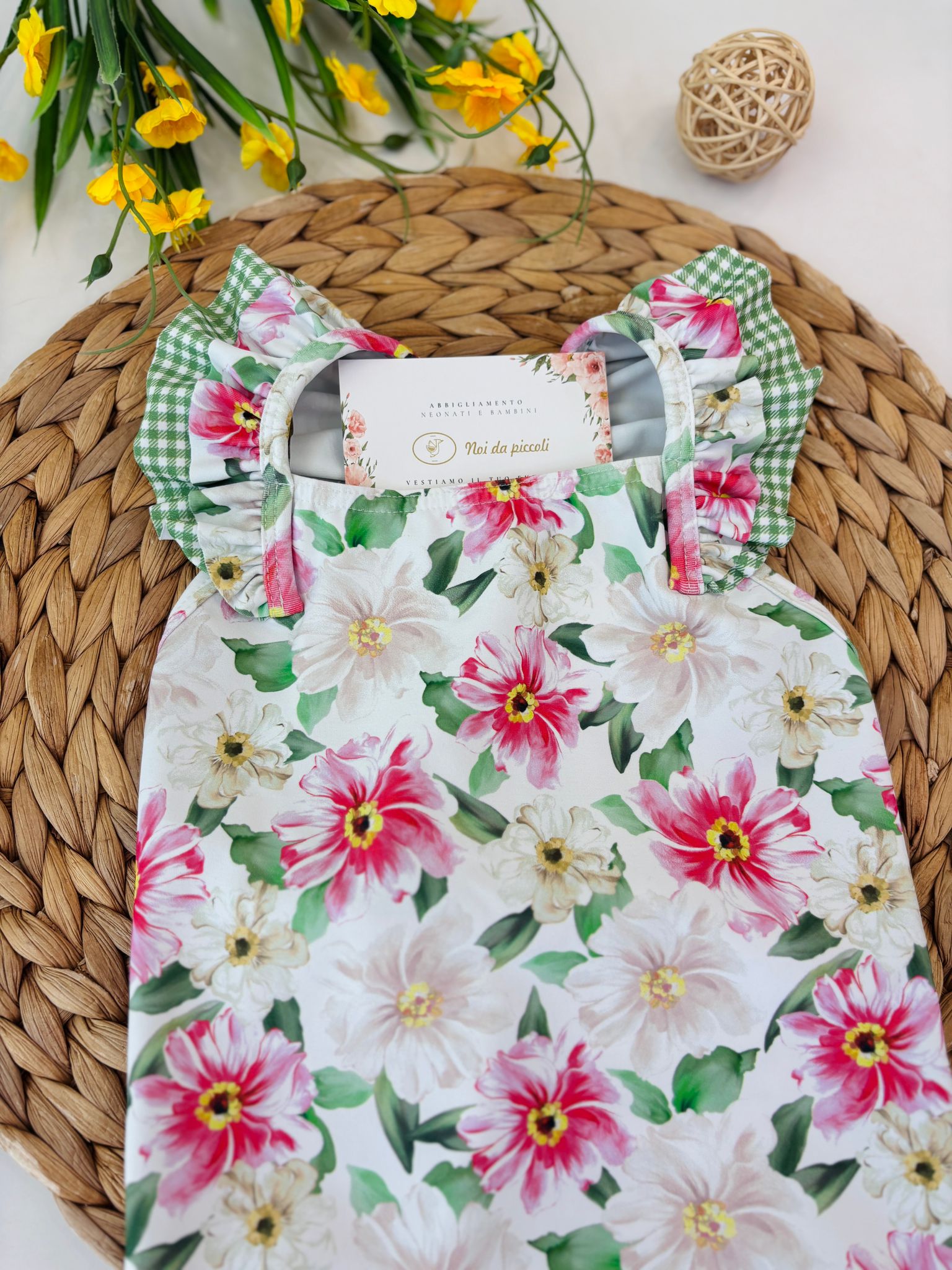 COSTUME CON FIORELLINI BIANCO ROSA - Noi da piccoli