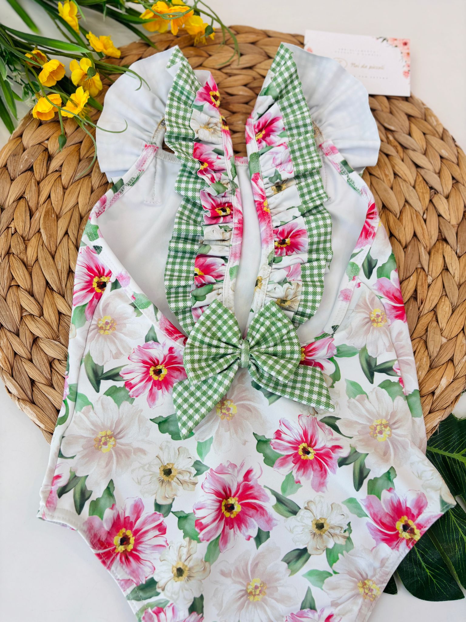 COSTUME CON FIORELLINI BIANCO ROSA - Noi da piccoli