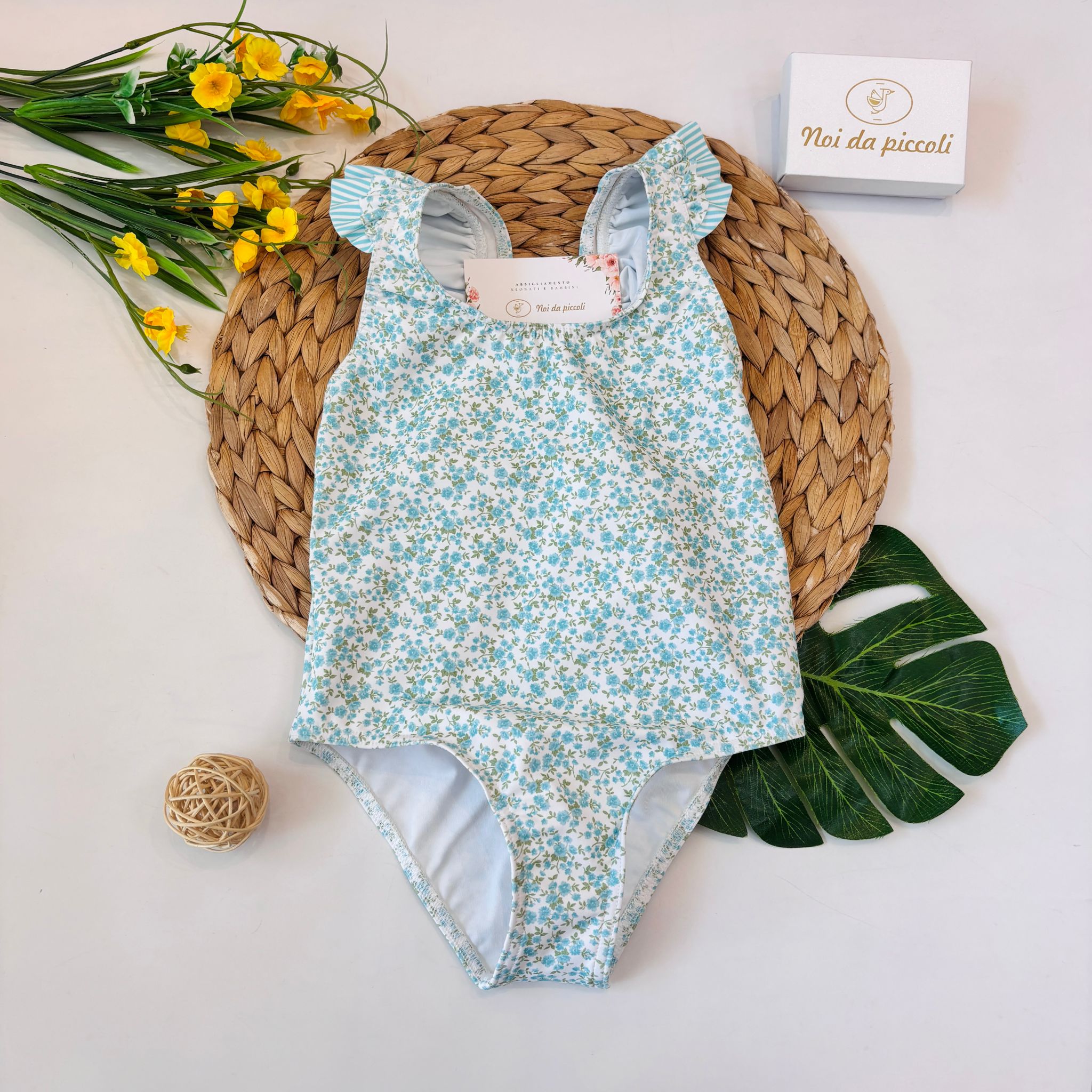 COSTUME CON FIORELLINI BIANCO VERDE - Noi da piccoli