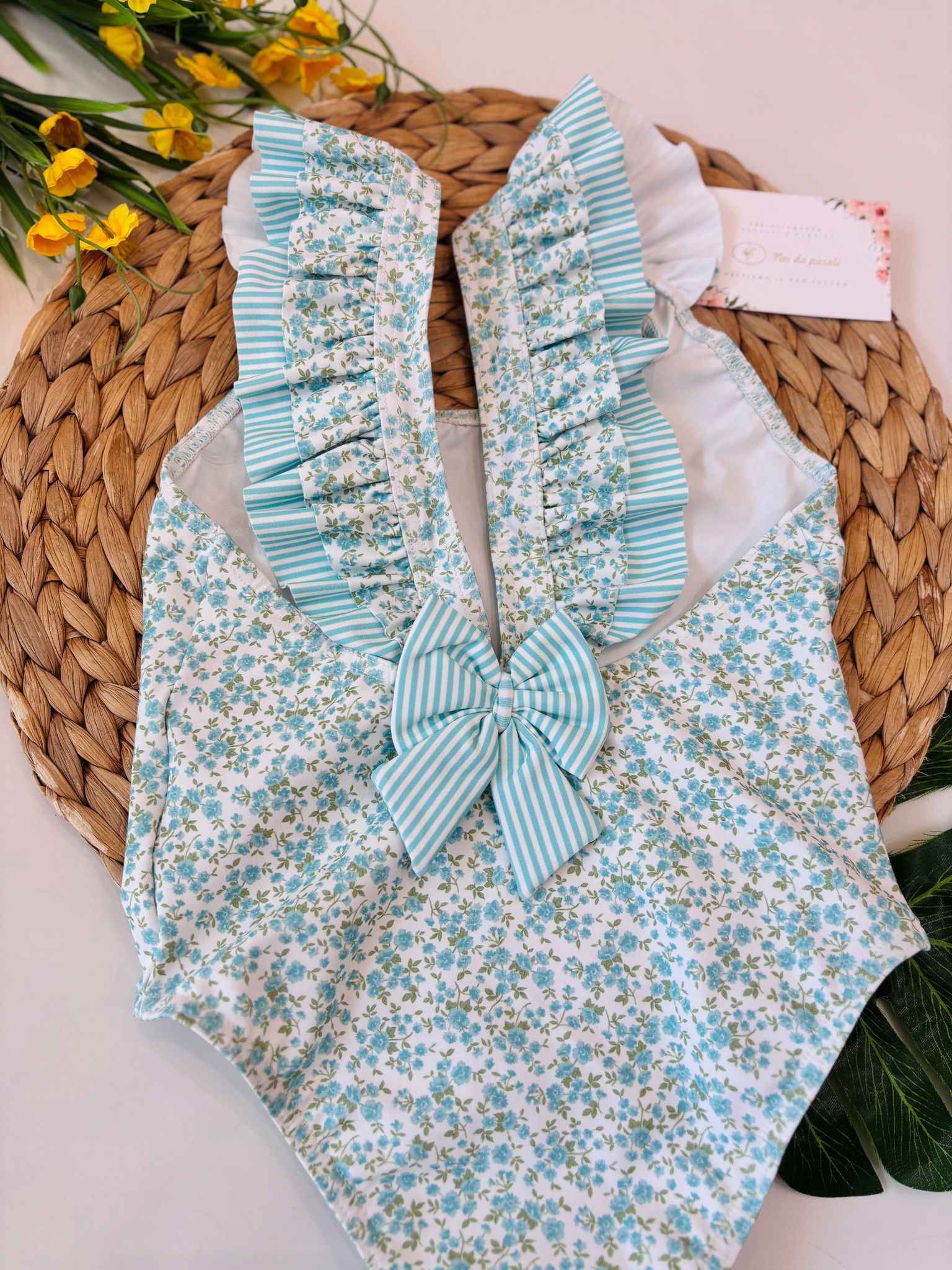 COSTUME CON FIORELLINI BIANCO VERDE - Noi da piccoli