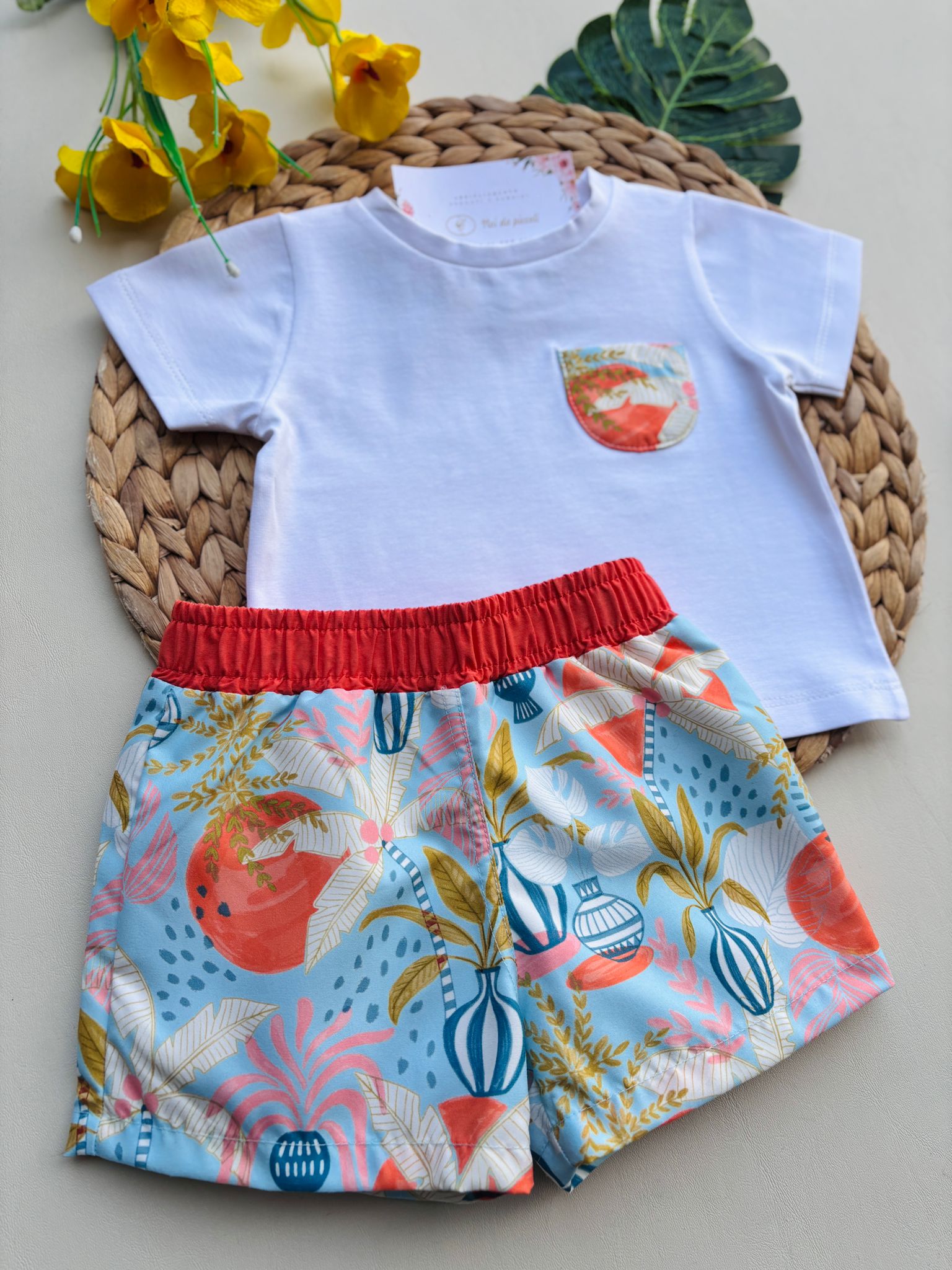 COSTUME CON MAGLIETTINA IN COTONE BIANCO - Noi da piccoli