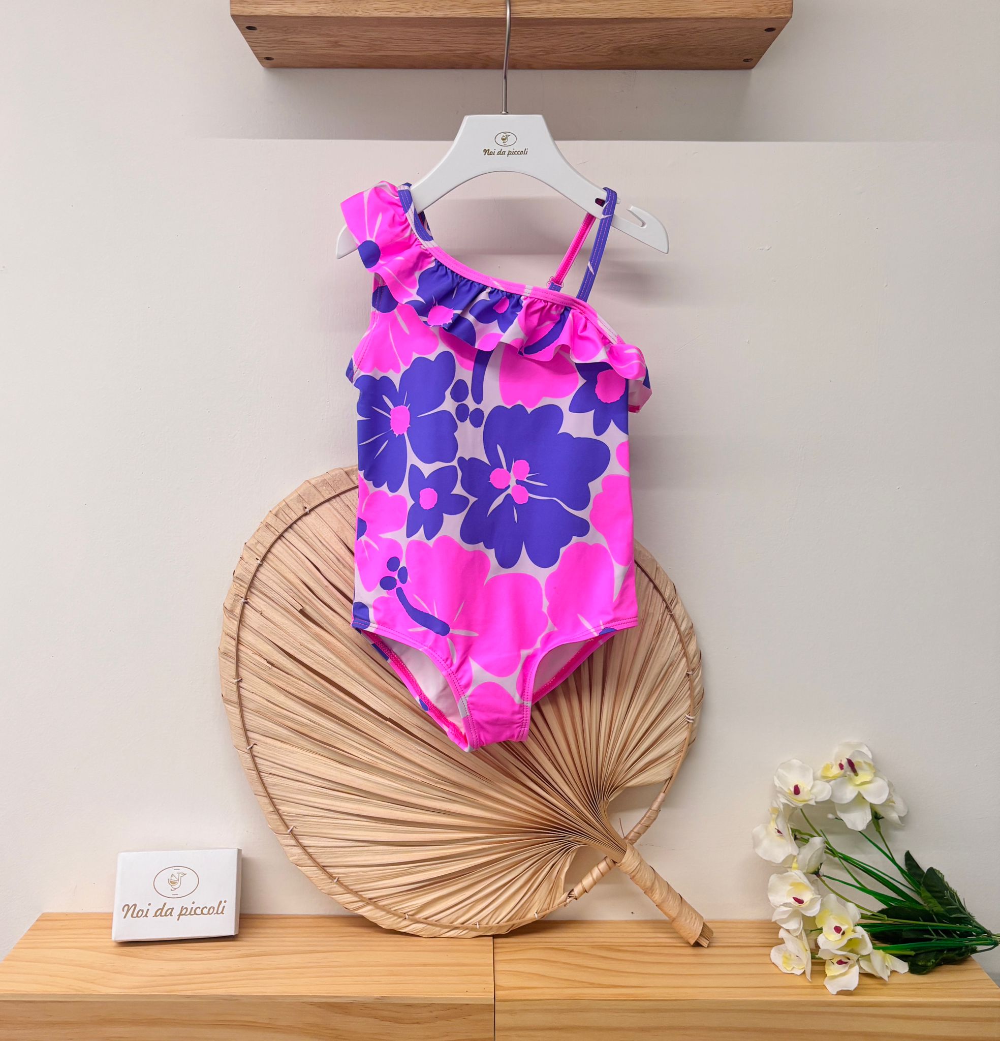 COSTUME INTERO CON FIORI ROSA - VIOLA - Noi da piccoli