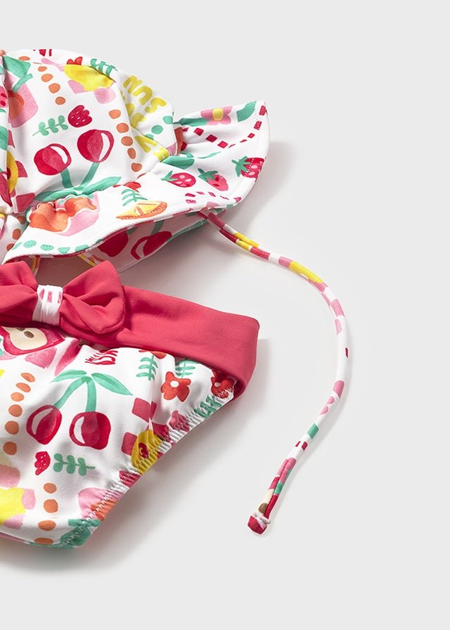 COSTUMINO 2 PZ CON FIORELLINI E CAPPELLINO FUCSIA - Noi da piccoli