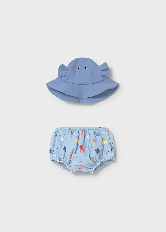 COSTUMINO CON CAPPELLINO CON DISEGNINI CIELO - Noi da piccoli