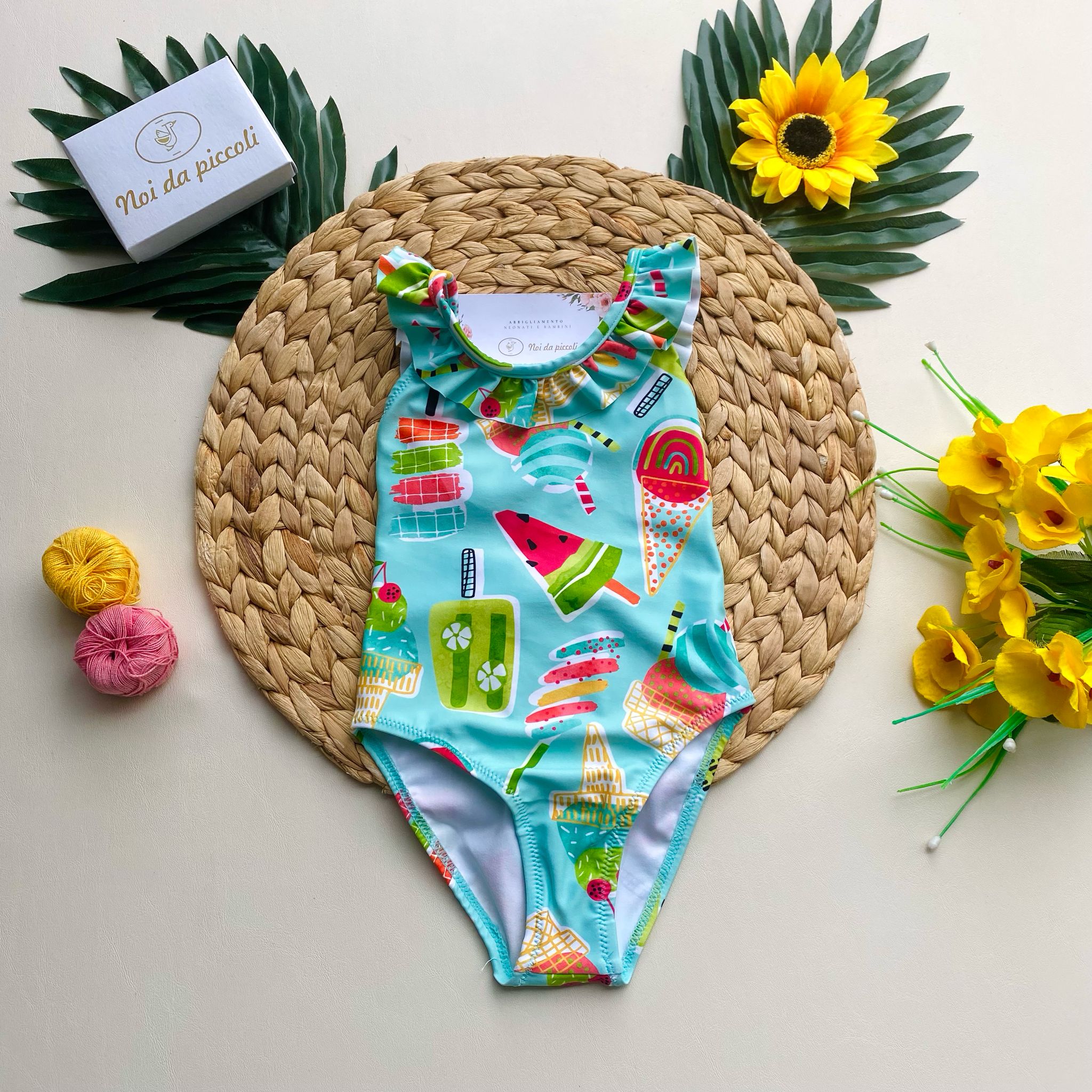 WATER GREEN SWIMSUIT WITH WATERMELONS