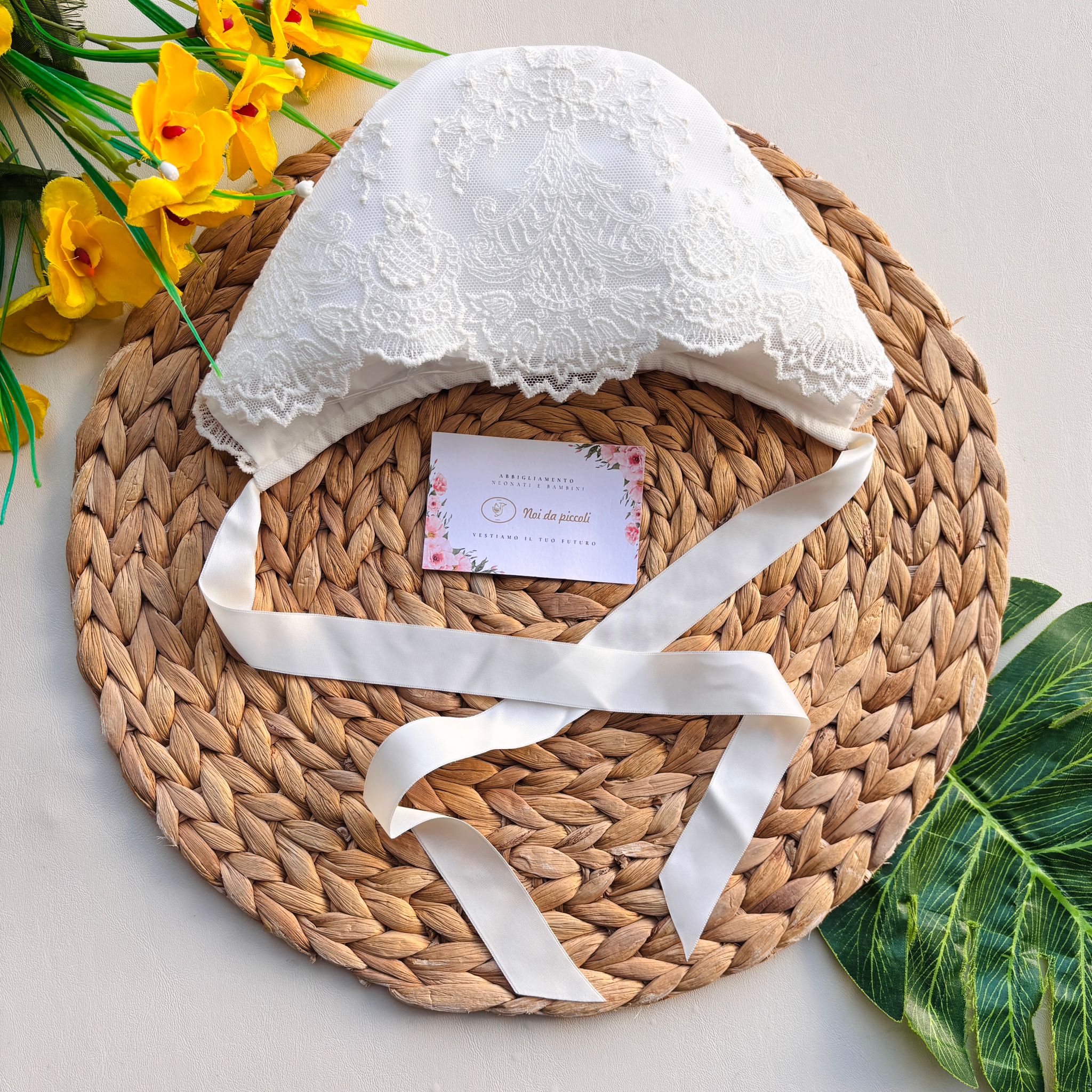 CUFFIA CON MERLETTO Avorio - Noi da piccoli