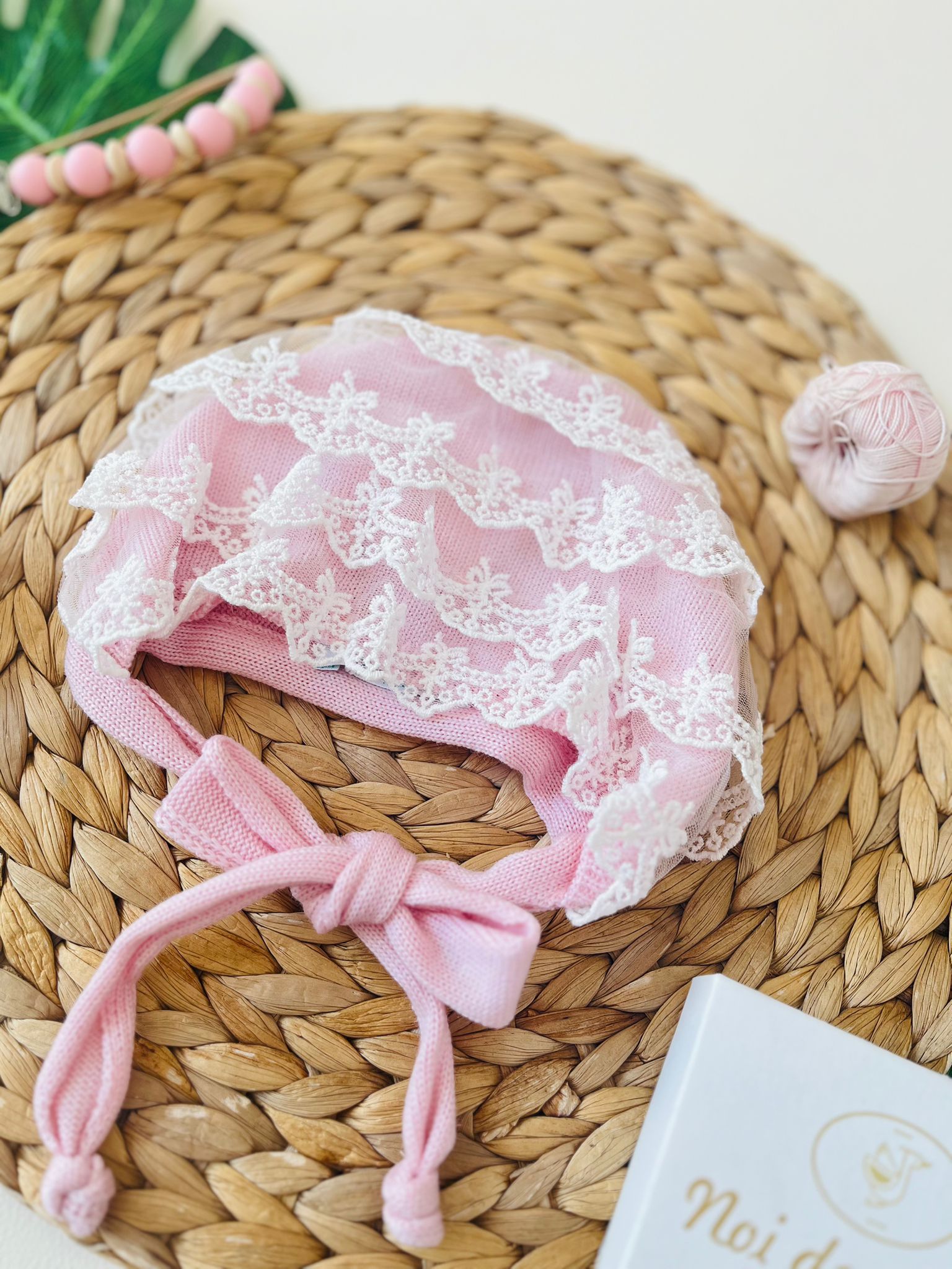 CUFFIA MERLETTO 100% lana merino extrafine ROSA CIPRIA - Noi da piccoli