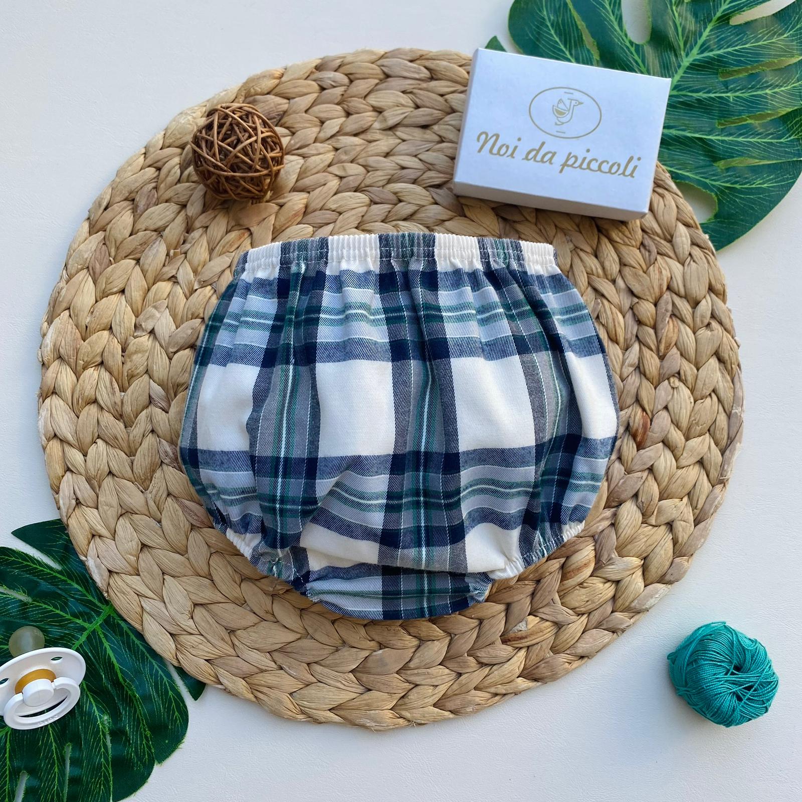 CULOTTINA A QUADRONI FILATO CALDO DENIM - Noi da piccoli