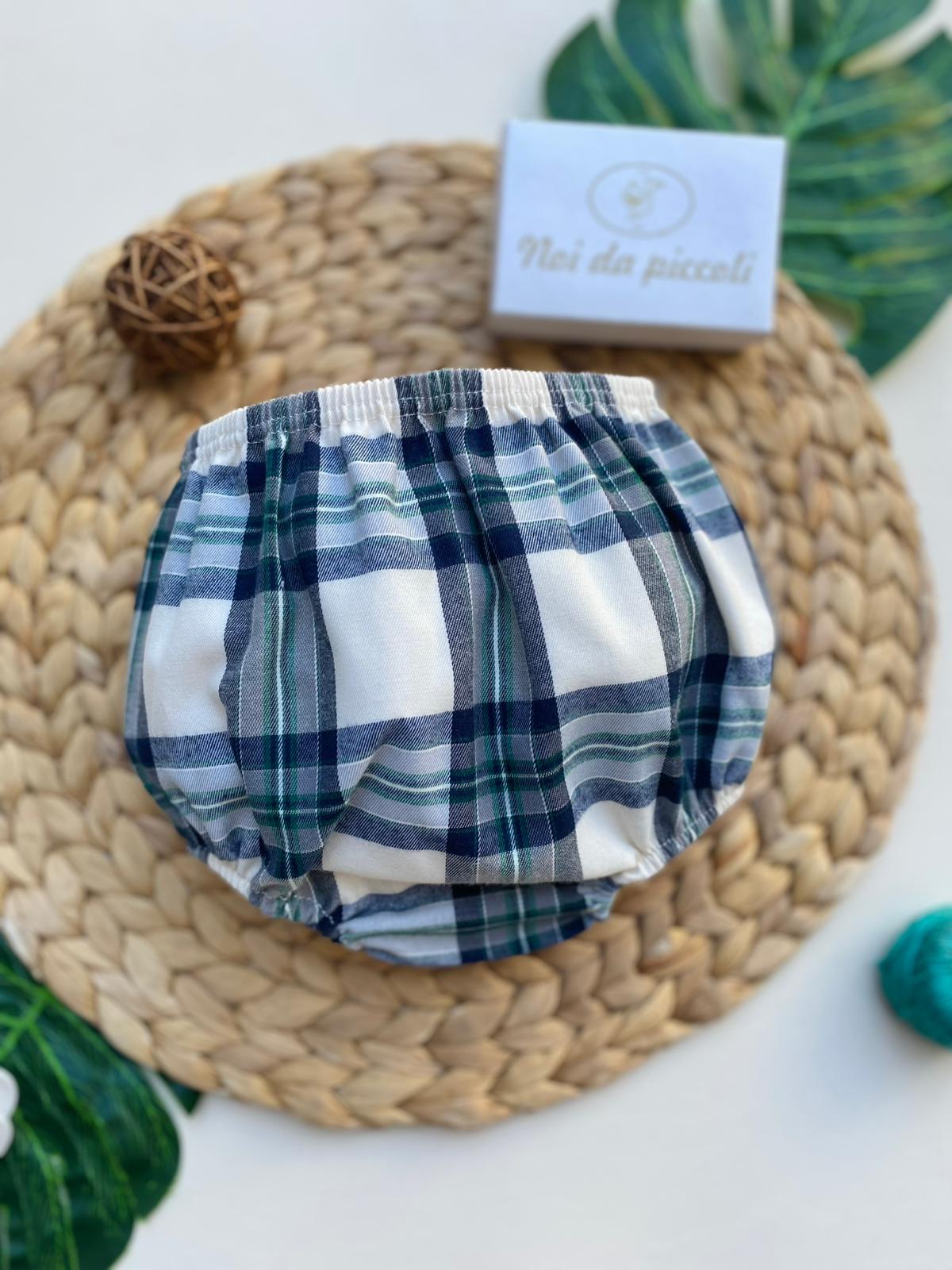 CULOTTINA A QUADRONI FILATO CALDO DENIM - Noi da piccoli