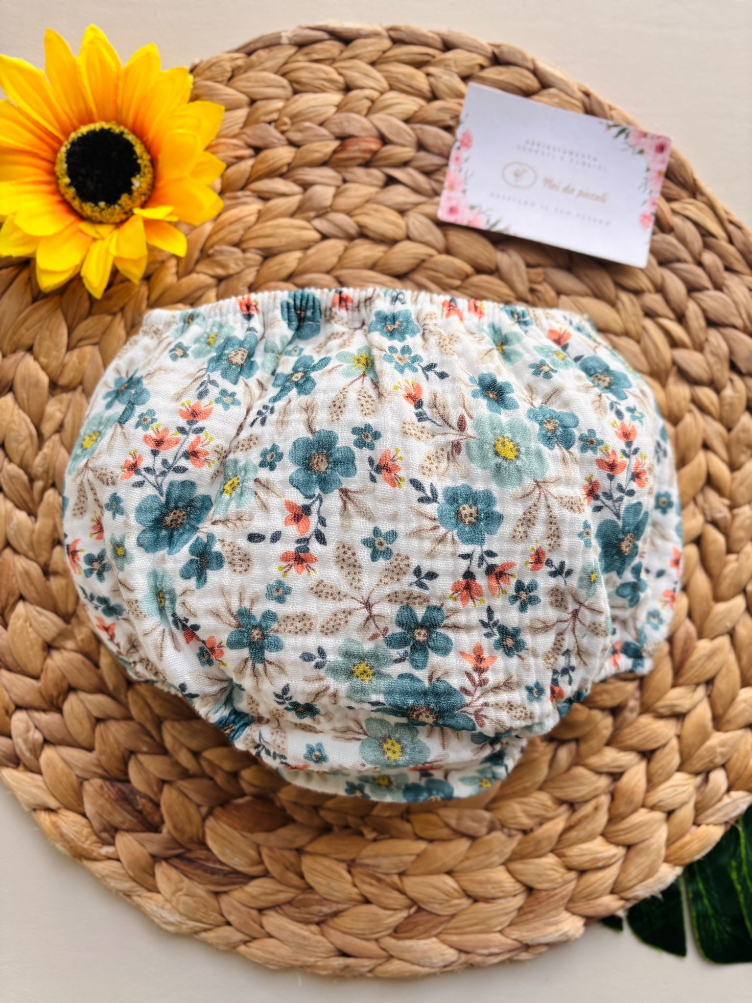 CULOTTINA IN COTONE CON FIORELLINI SALMONE - Noi da piccoli