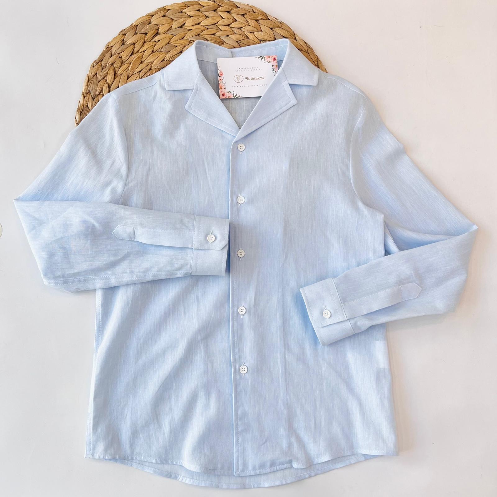 CAMICIA COTONE E LINO CIELO