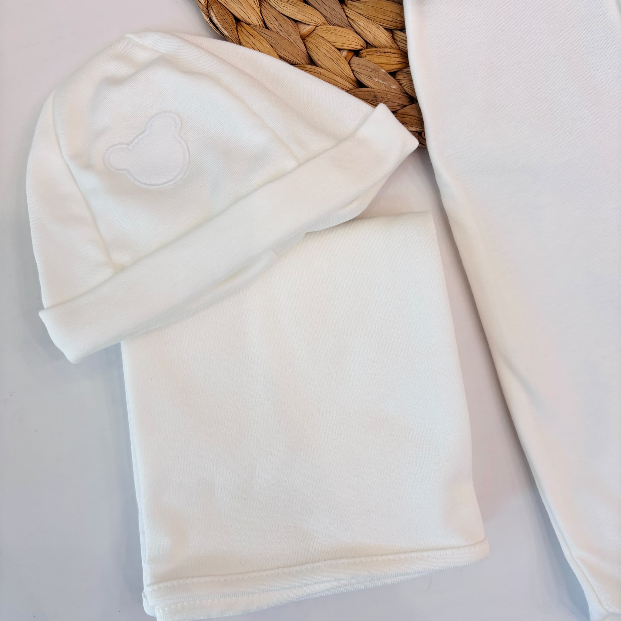 SET NASCITA IN CALDO COTONE CANDIDO ORSETTO PANNA