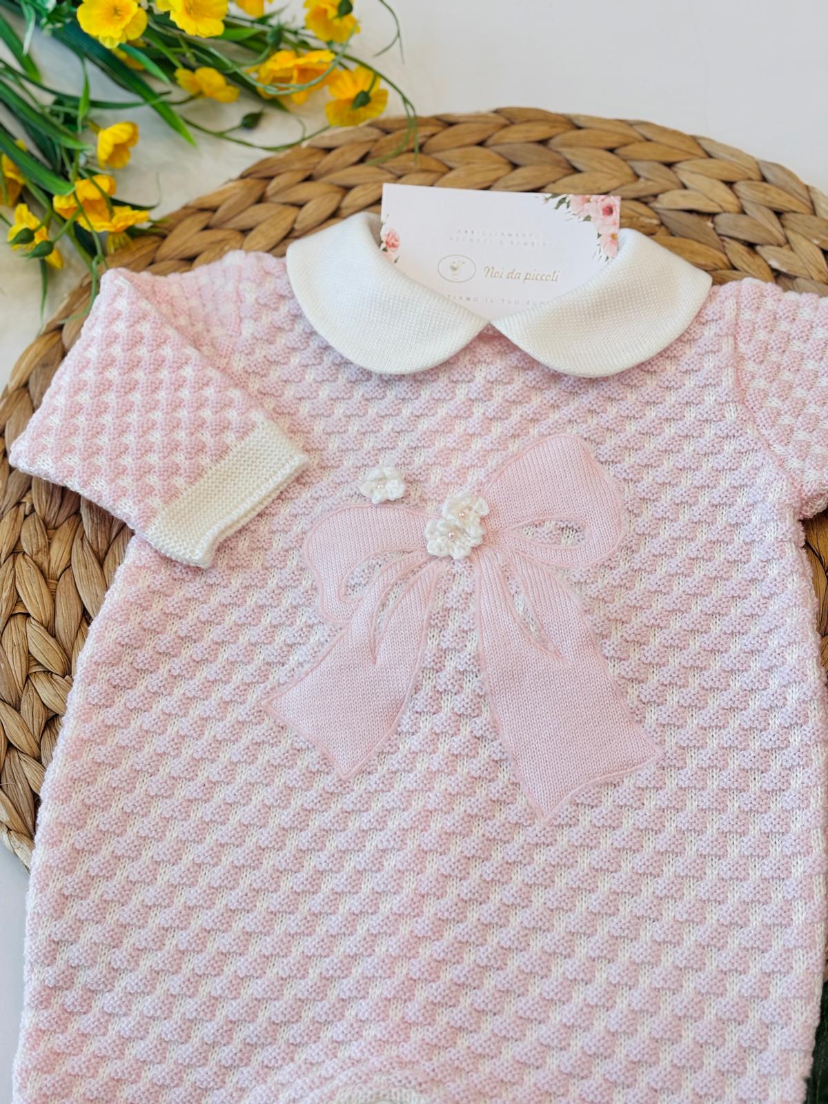 TUTINA CON PARURE 100% LANA ROSA