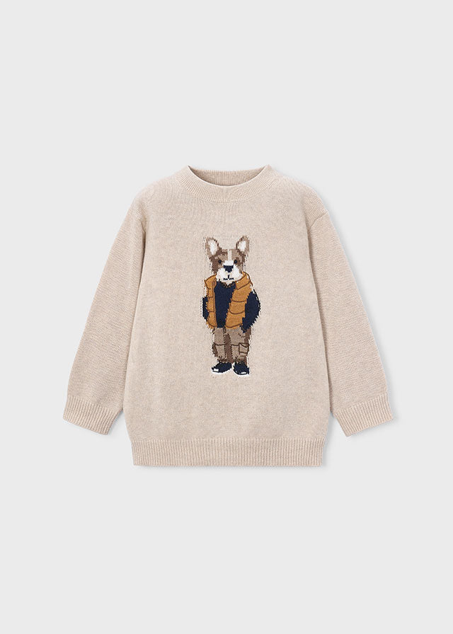 MAGLIONE IN FILATO CALDO BEIGE CON CAGNOLINO