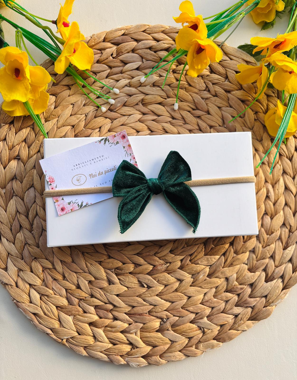 FASCIA CON FIOCCHETTO LITTLE VERDE BOTTIGLIA - Noi da piccoli