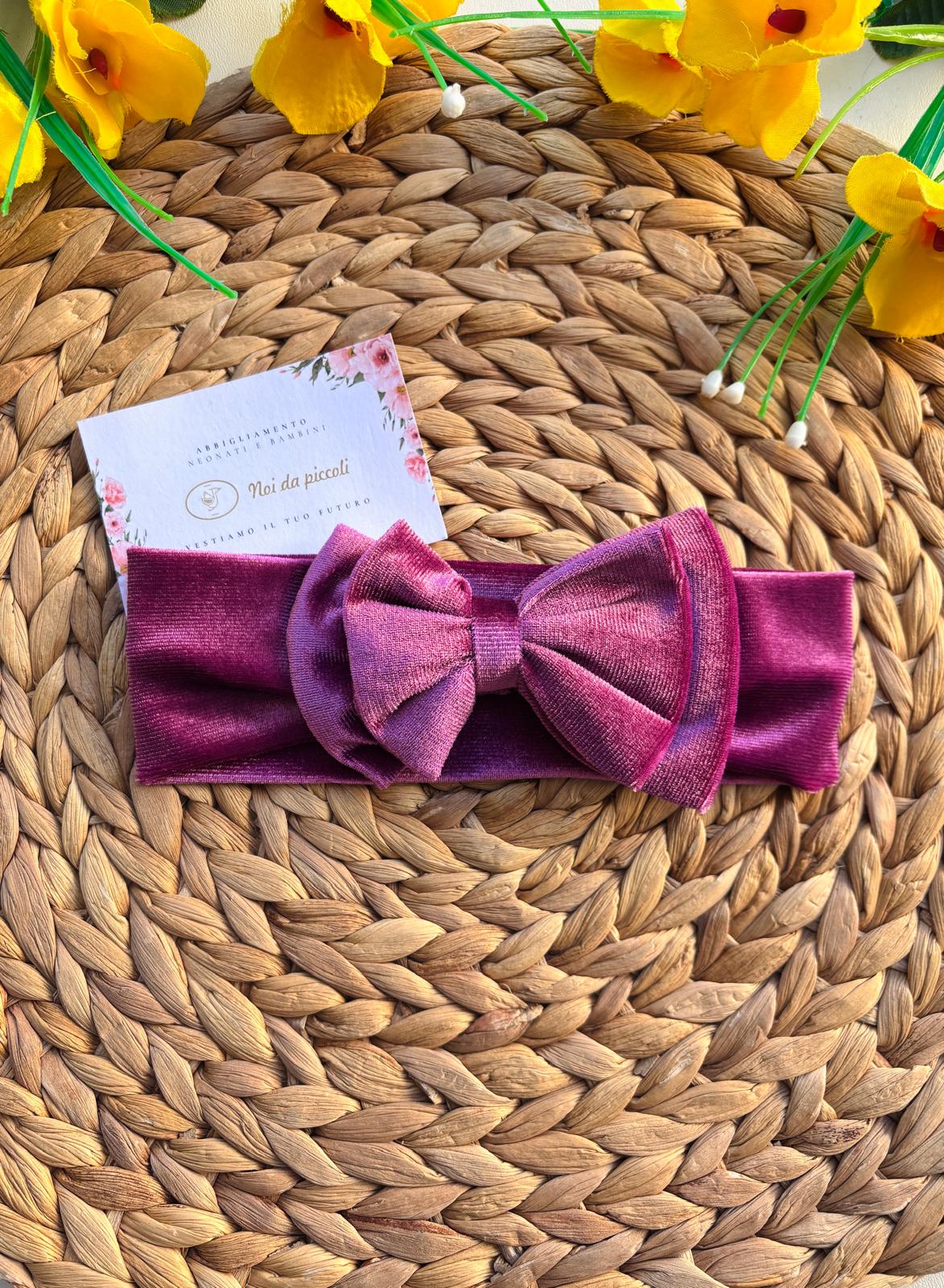 FASCIA CON FIOCCO IN VELLUTO MALVA - Noi da piccoli