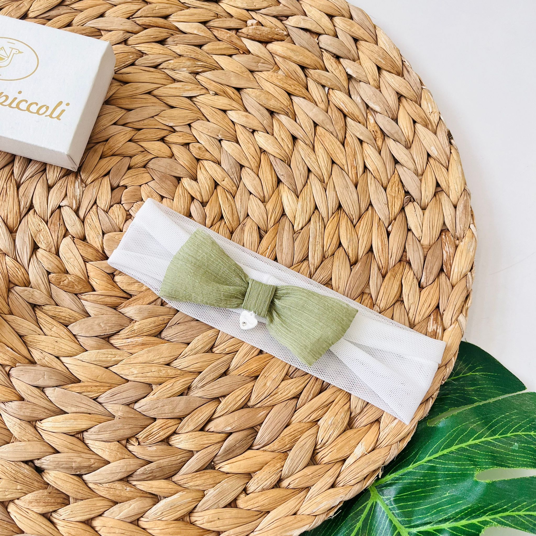 FASCIA FIOCCHETTO BIANCO VERDE - Noi da piccoli